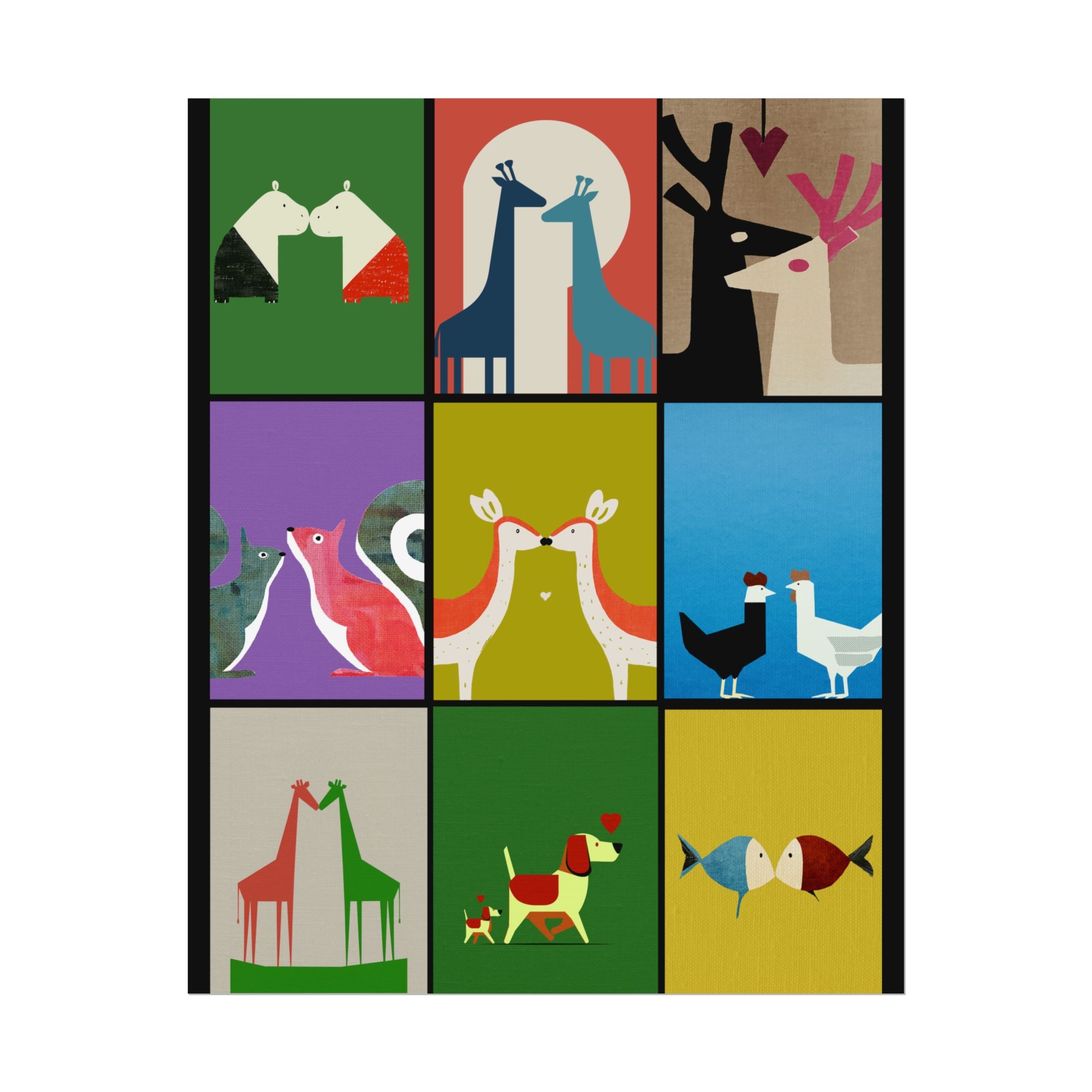 Midwest Modern Animal Love, Rolled Poster -  animals, nature, love, valentines, colorful, mod