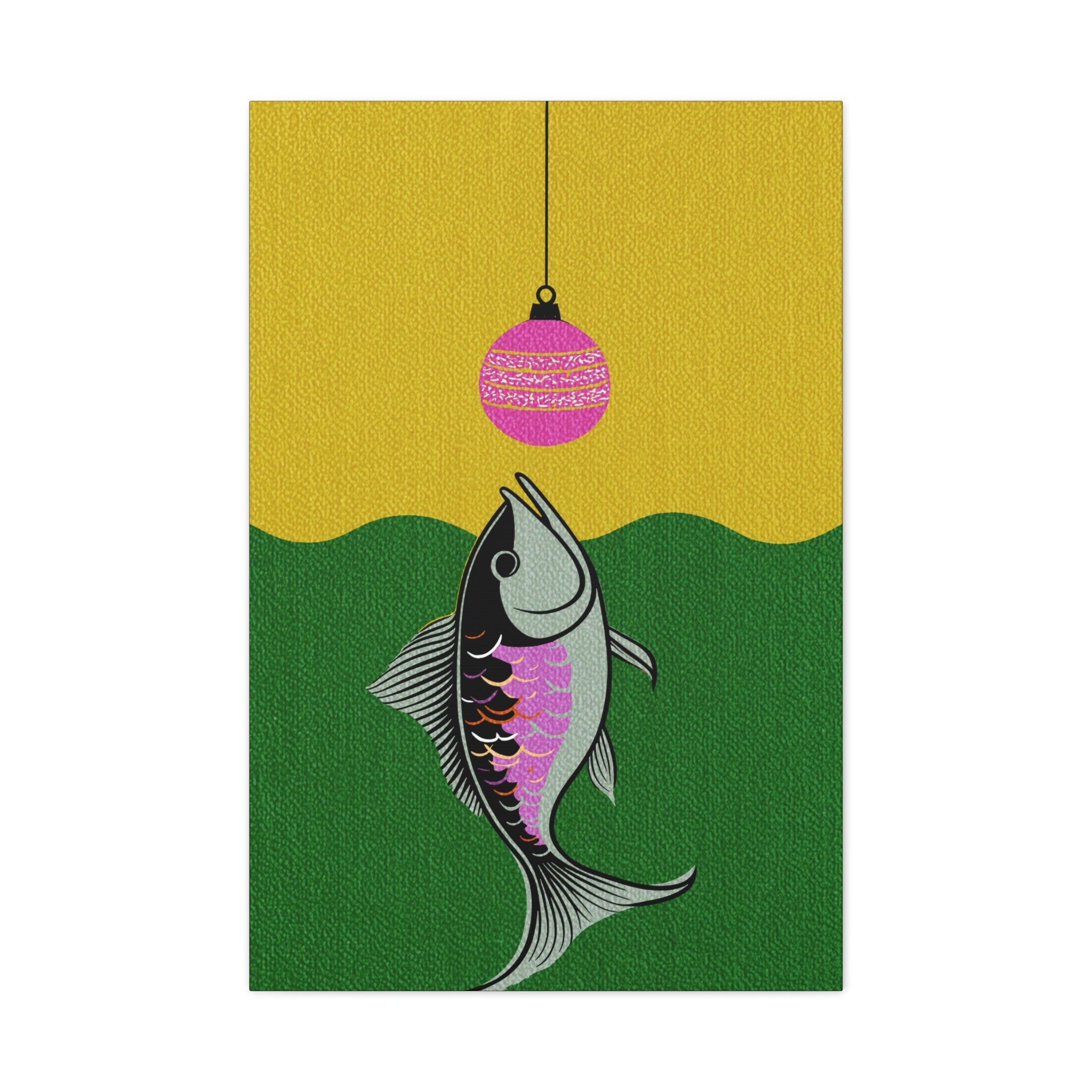 Midwest Mod Holiday Christmas Ornament Lure Fishing No. 2 Print- Matte Canvas, Stretched, 1.25", holiday decor, Christmas, fishing, lures