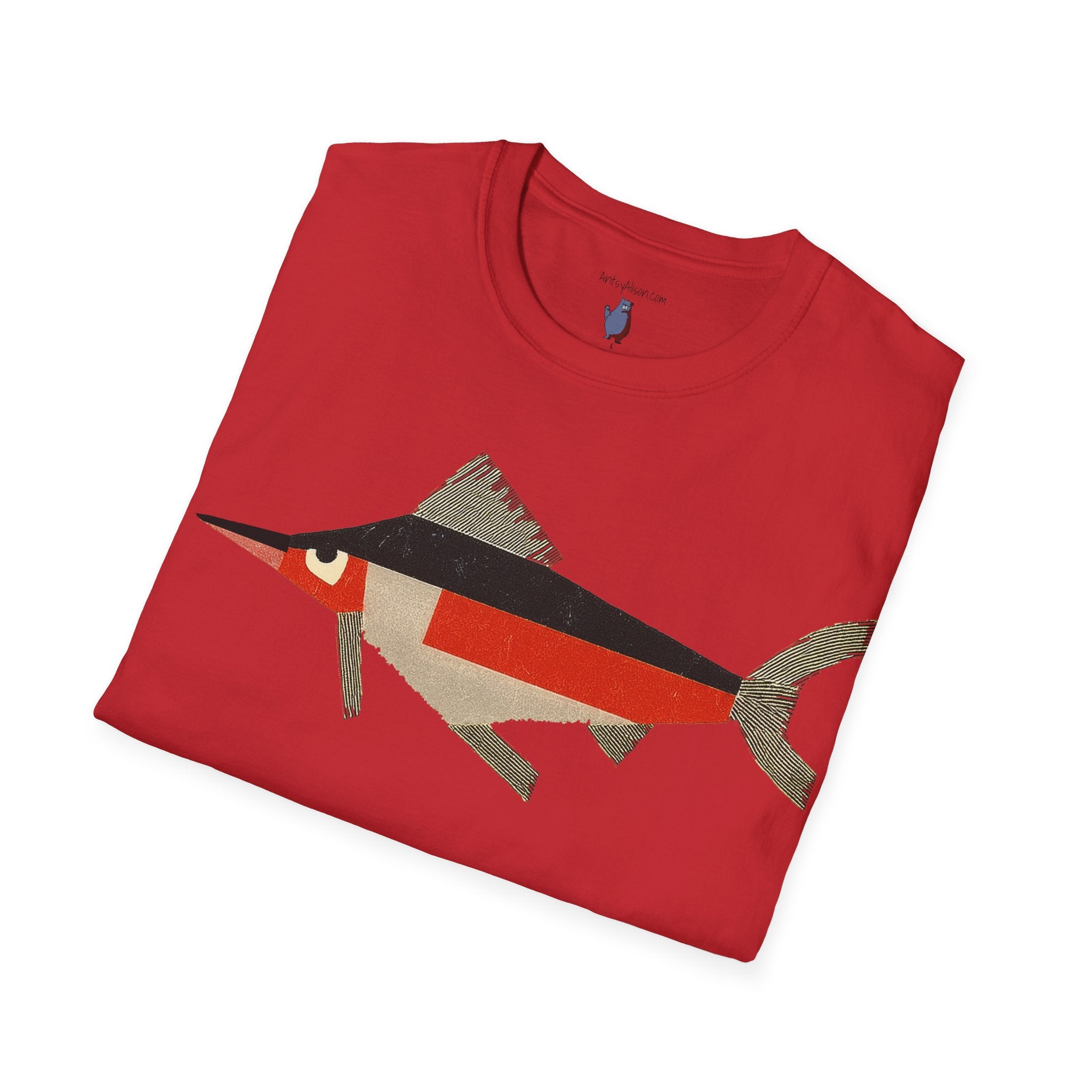 Mod Mad Swordfish Fish Graphic Art Tee - 100% Cotton T-Shirt