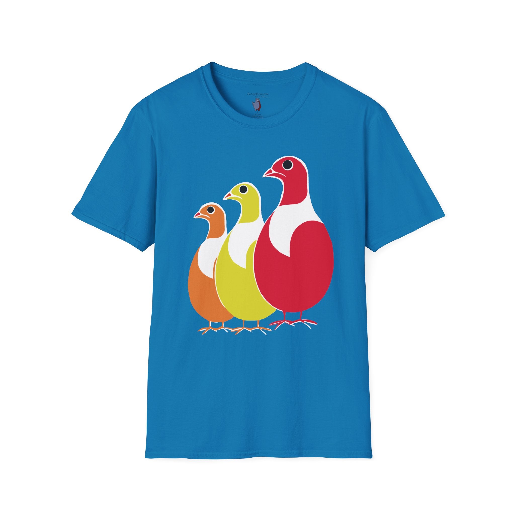 Midwest Modern Pop Art Partridge Trio in Reds - 100% Cotton Graphic Tee - animal lovers, cute, partridge, bird
