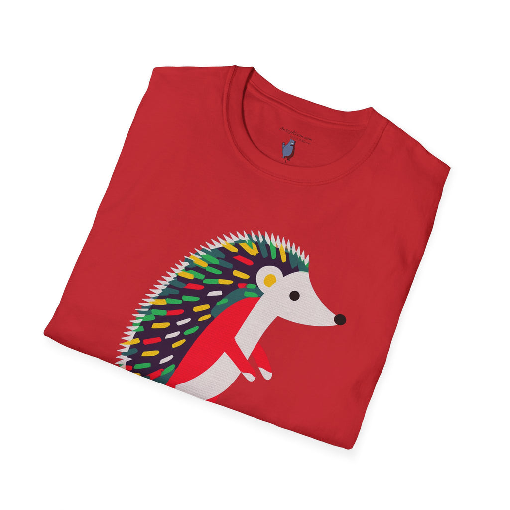 Midwest Modern Pop Icon Cutest Little Hedgehog - 100% Cotton Graphic Tee - animal lovers, cute, hedgehog, red