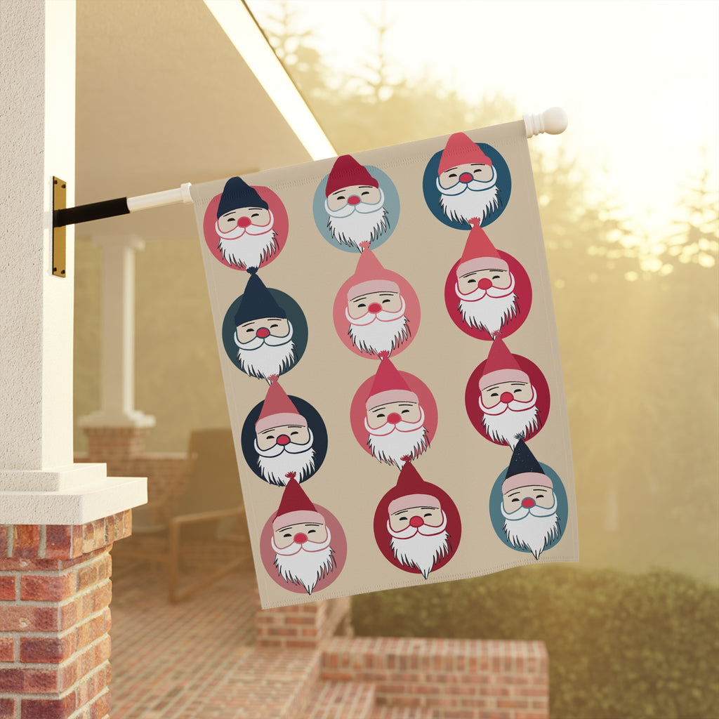 Seasonal Christmas Midwest Mod Santa in a Row Outdoor House Flag Garden Banner