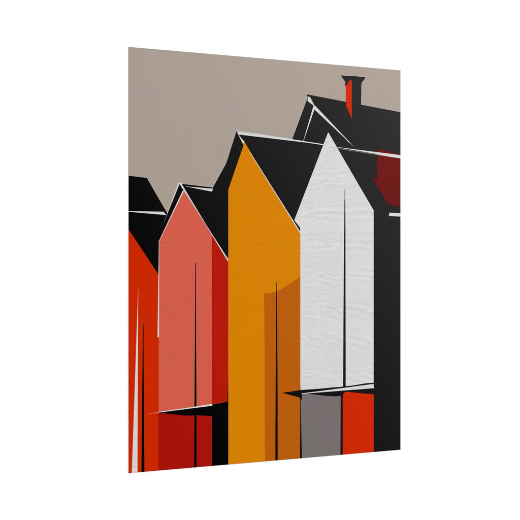 Mid Century Modern Inspired Houses Homes Art Print Rolled Poster | Wall Art, Midwest Mod, Prairie, Architecture