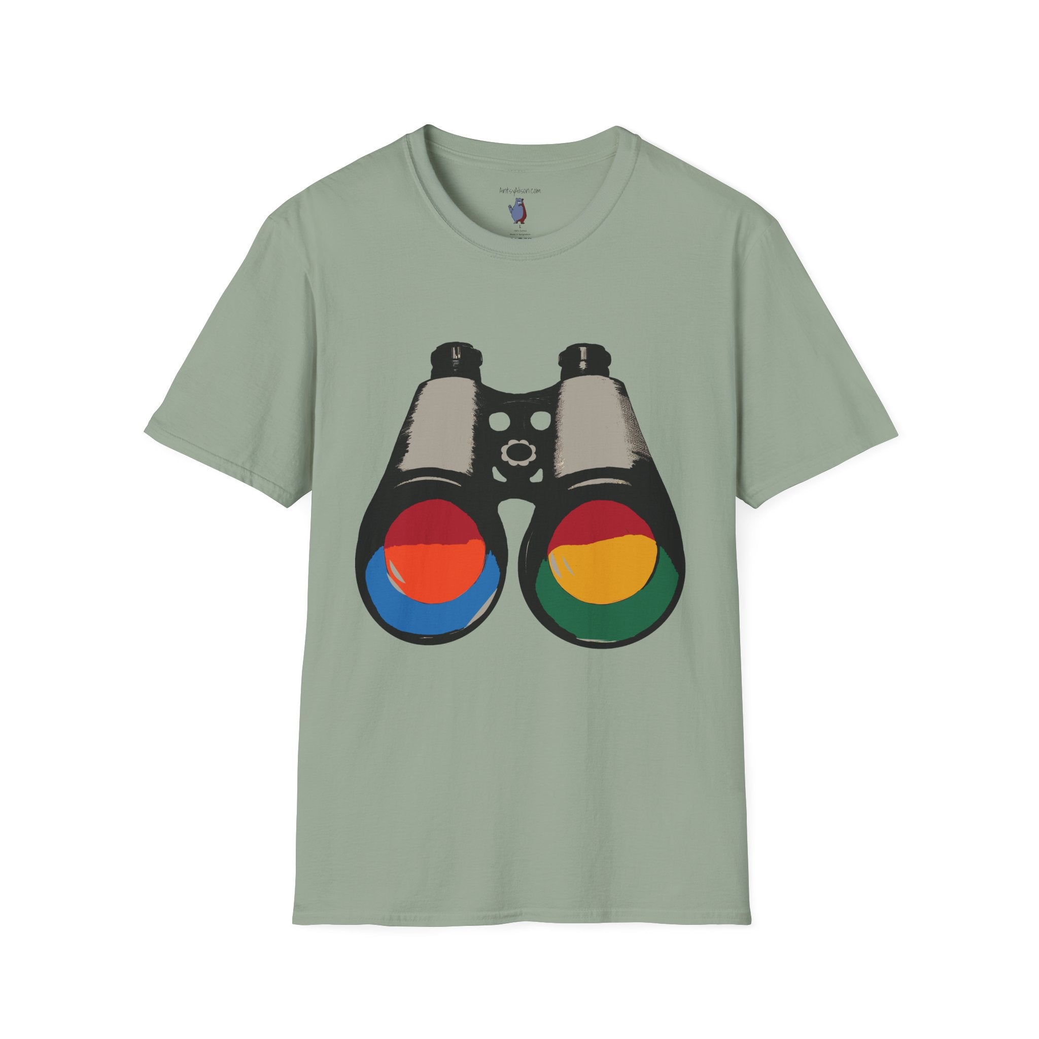 Midwest Modern Pop Art Binoculars Graphic Art Tee - 100% Cotton T-Shirt