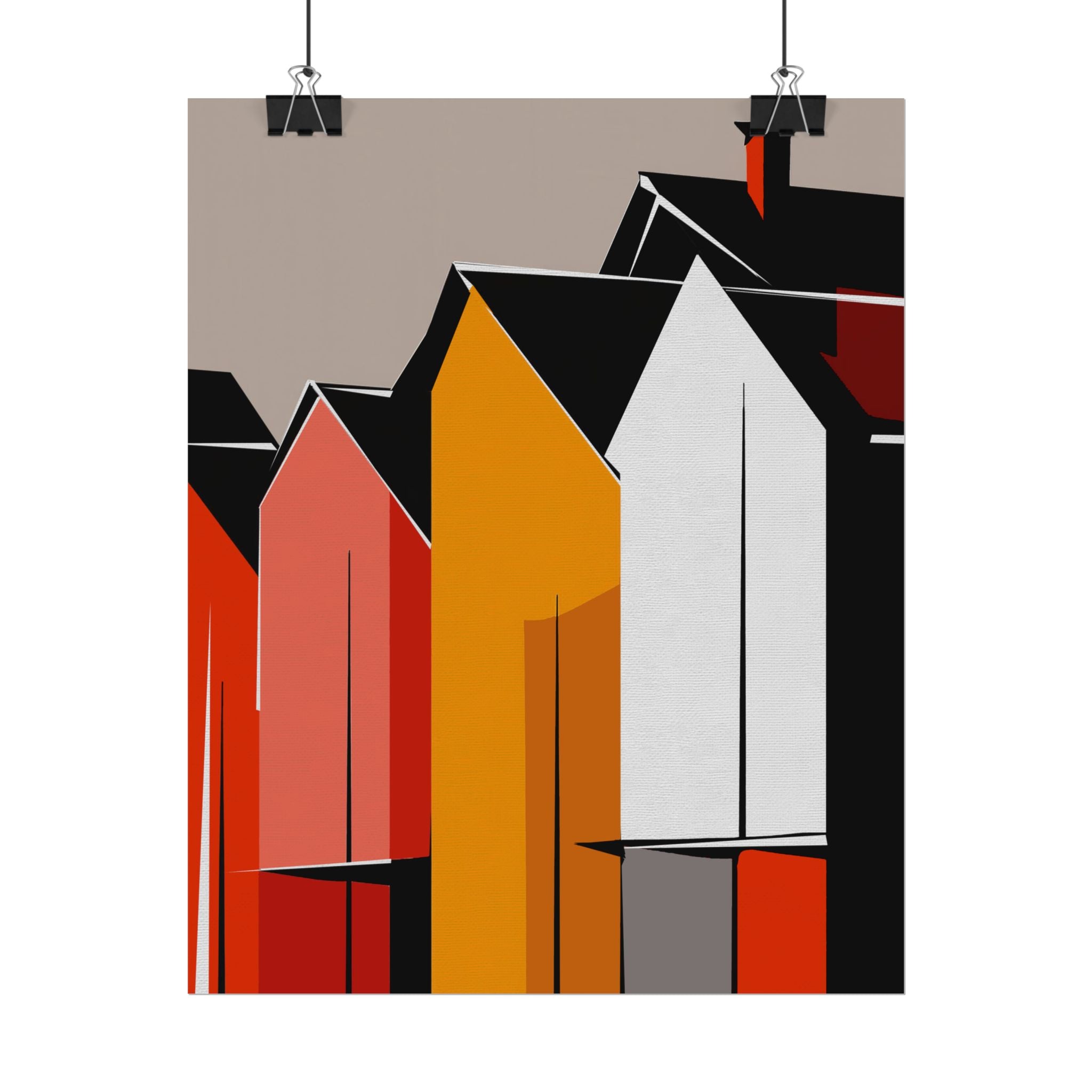 Mid Century Modern Inspired Houses Homes Art Print Rolled Poster | Wall Art, Midwest Mod, Prairie, Architecture