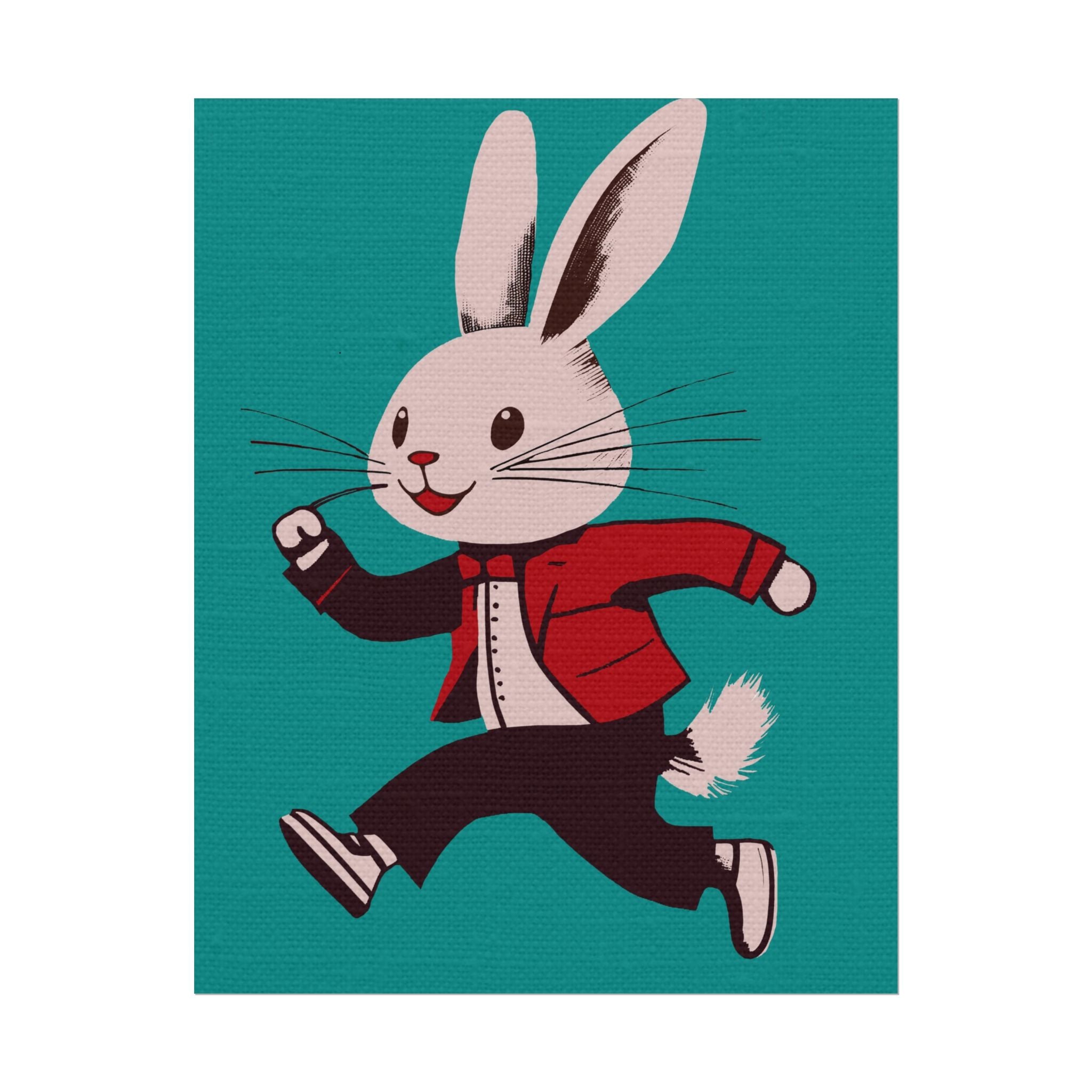 Running Rabbit #2, Rolled Poster -  animal lovers, spring, summer, easter, rabbit, bunny