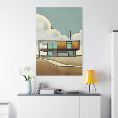 Mid Century Modern House on the Prairie - Matte Canvas, Stretched, 1.25"