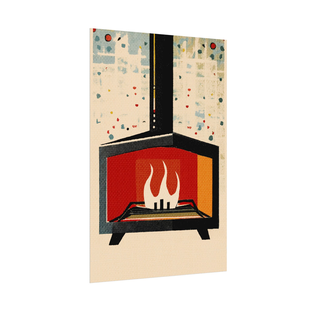 Mid Century Modern Fireplace Art Print Rolled Poster | Wall Art, Midwest Mod