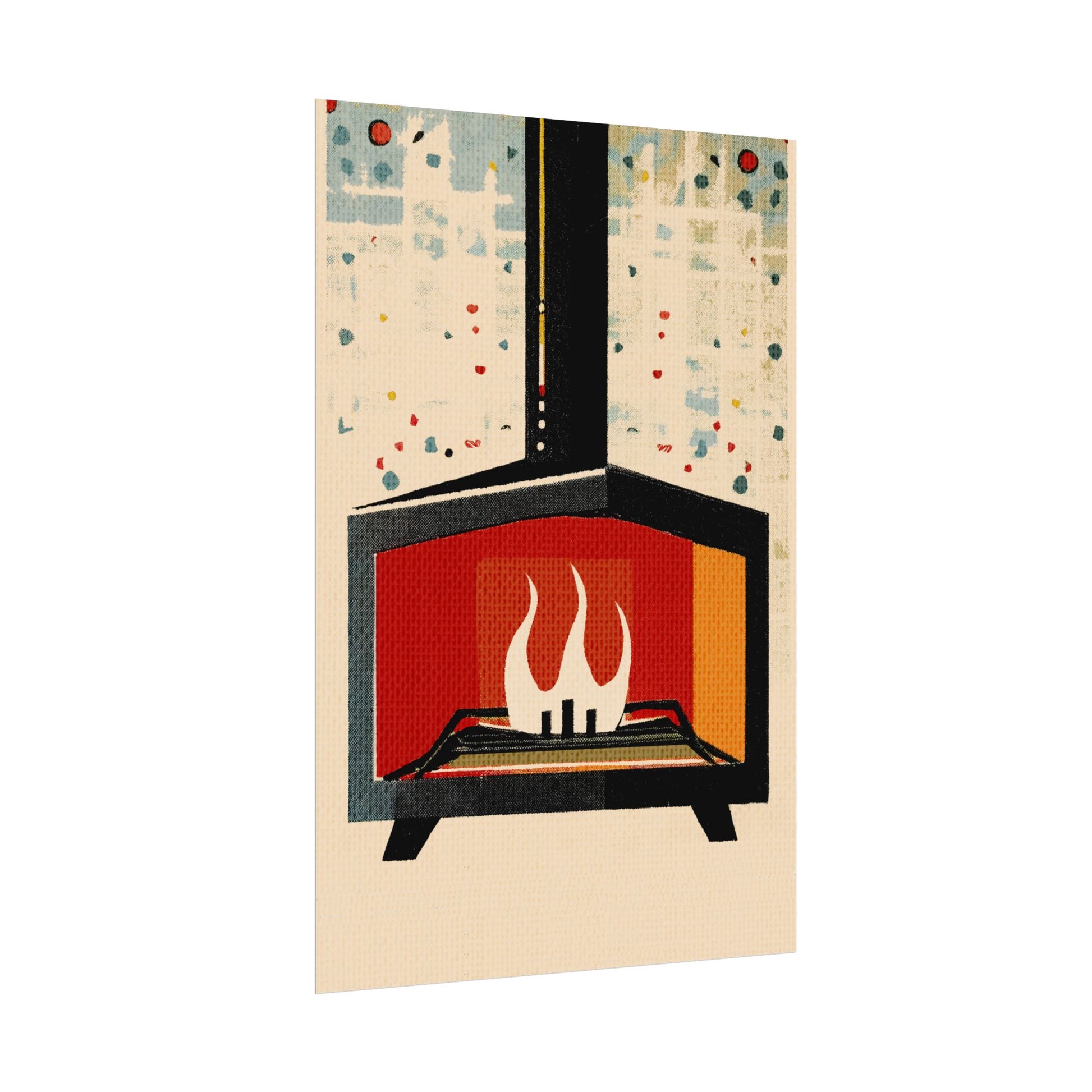 Mid Century Modern Fireplace Art Print Rolled Poster | Wall Art, Midwest Mod