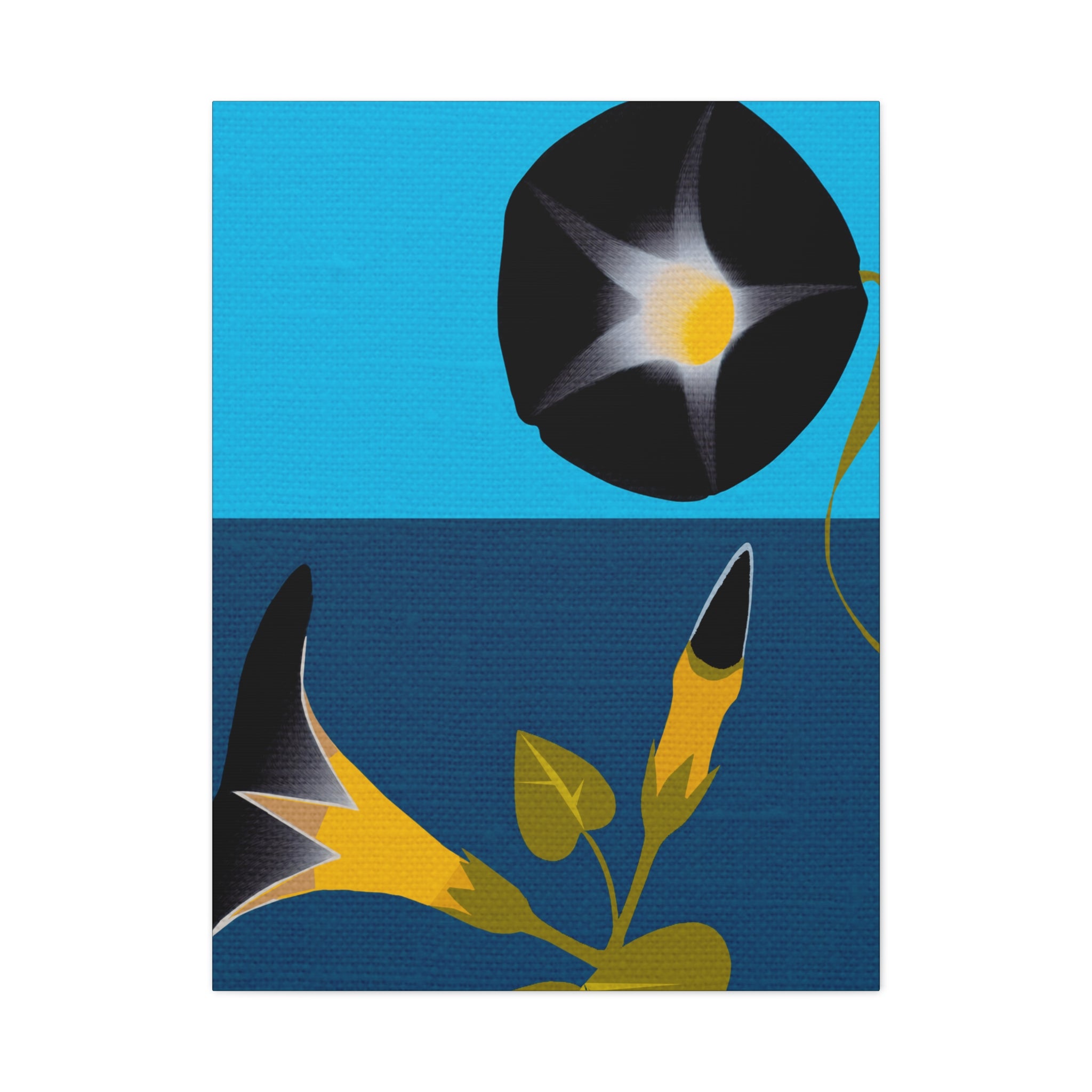 Midwest Modern Abstract Morning Glory Floral Plant Print - Matte Canvas, Stretched, 1.25"