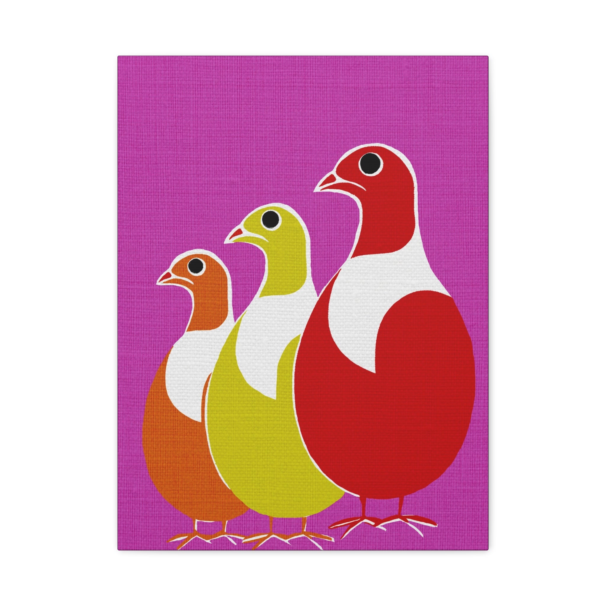 Midwest Modern Abstract Trio of Partridges Pop Art - Matte Canvas, Stretched, 1.25" -  home decor, wall art, pop, partridge