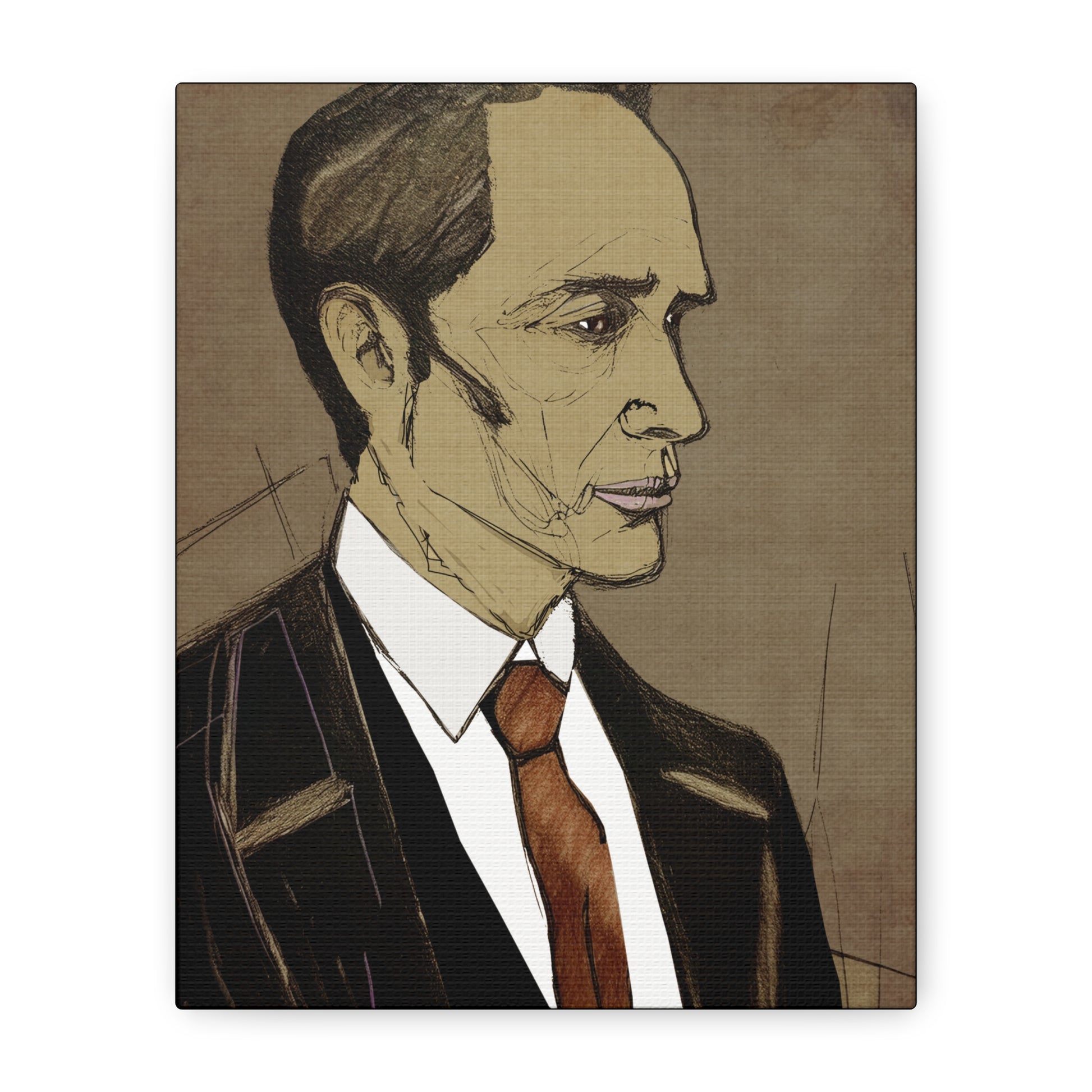 Abstract Male Business Man Portrait Collaborative Modern Art Print - Matte Canvas, Stretched, 1.25"