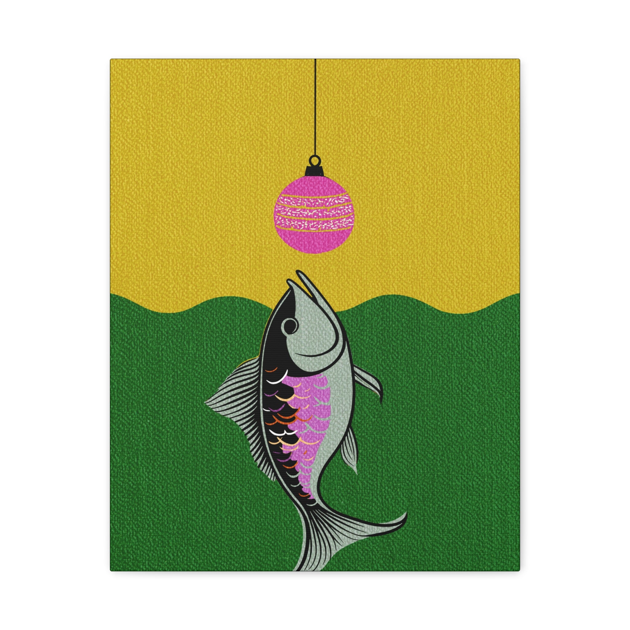 Midwest Mod Holiday Christmas Ornament Lure Fishing No. 2 Print- Matte Canvas, Stretched, 1.25", holiday decor, Christmas, fishing, lures
