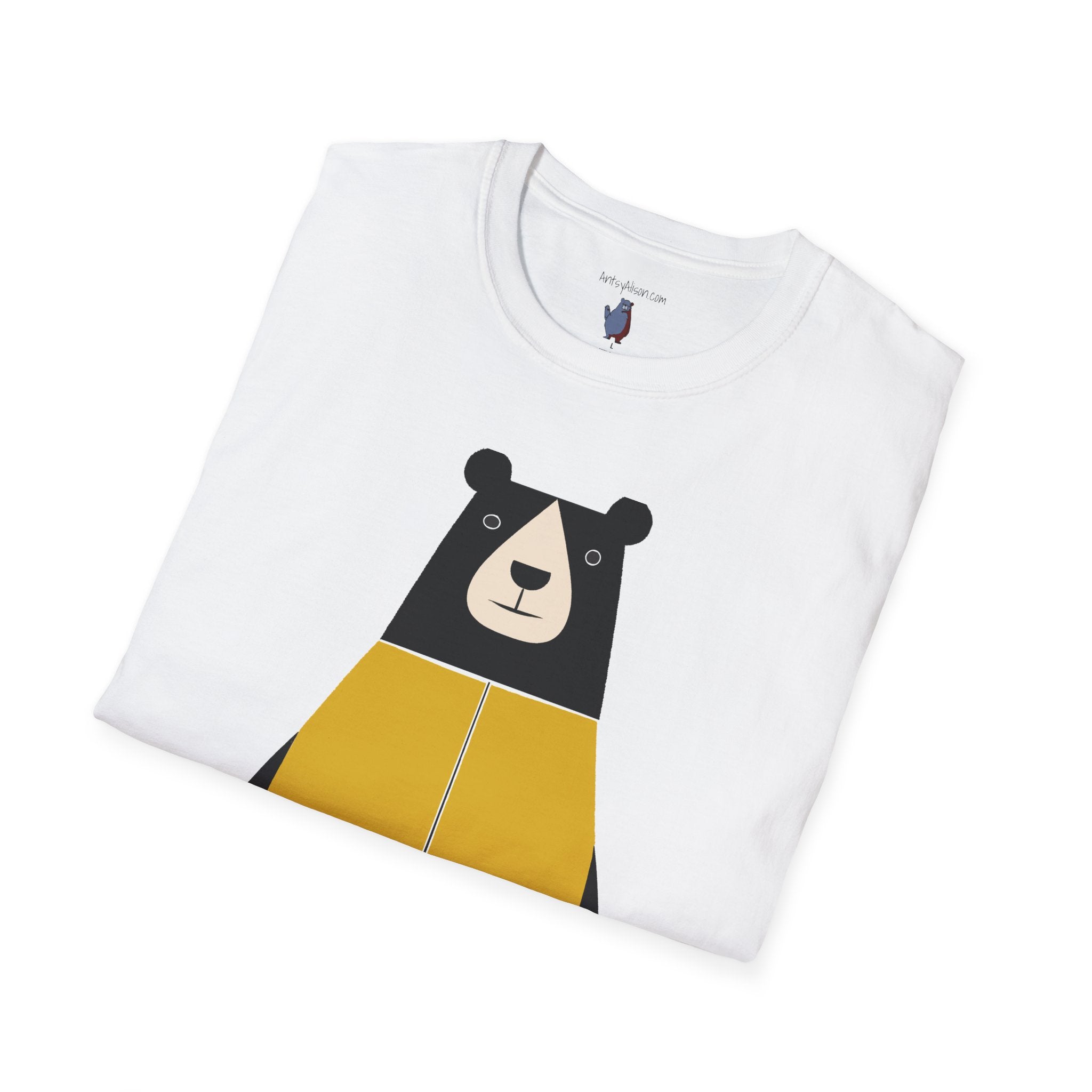 Bear in Yellow Graphic Art - 100% Cotton T-Shirt