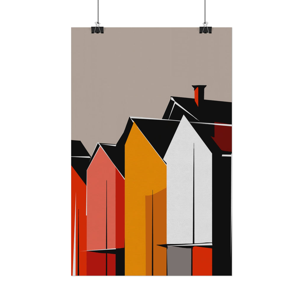 Mid Century Modern Inspired Houses Homes Art Print Rolled Poster | Wall Art, Midwest Mod, Prairie, Architecture