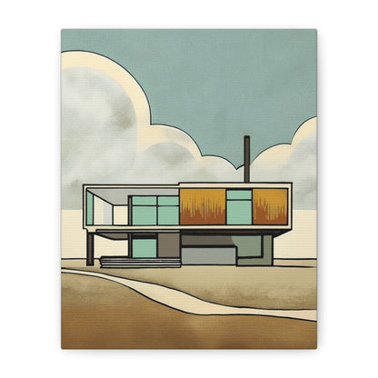 Mid Century Modern House on the Prairie - Matte Canvas, Stretched, 1.25"