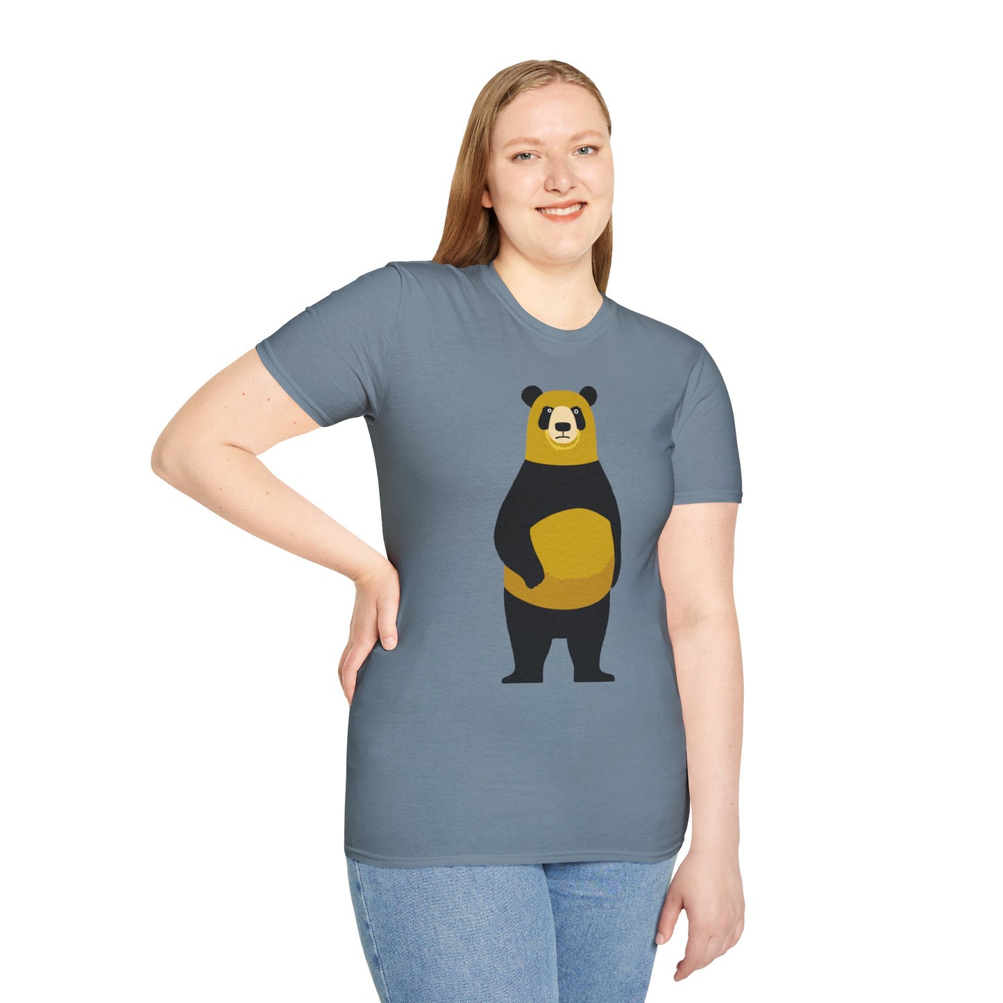 Yellow and Black Bear Number 5 Graphic Art - 100% Cotton T-Shirt