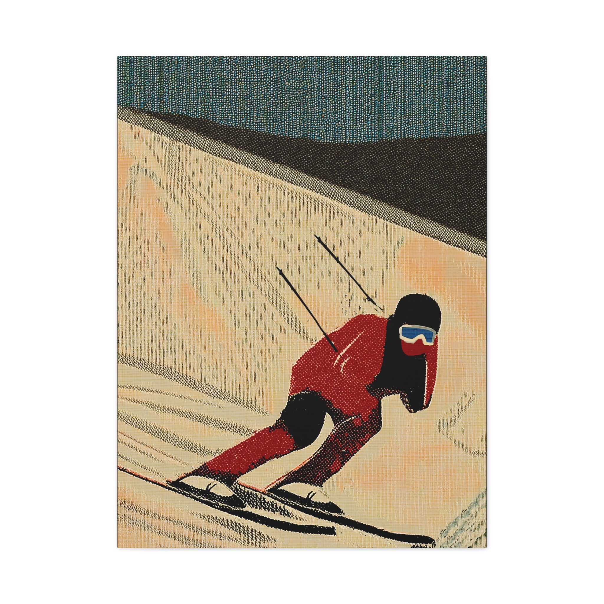 Midwest Mod Seasonal Winter Art Print Downhill Skier - Matte Canvas, Stretched, 1.25"