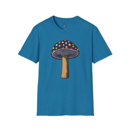 Multi Color Polka Dot Mushroom Graphic Art Tee - 100% Cotton T-Shirt