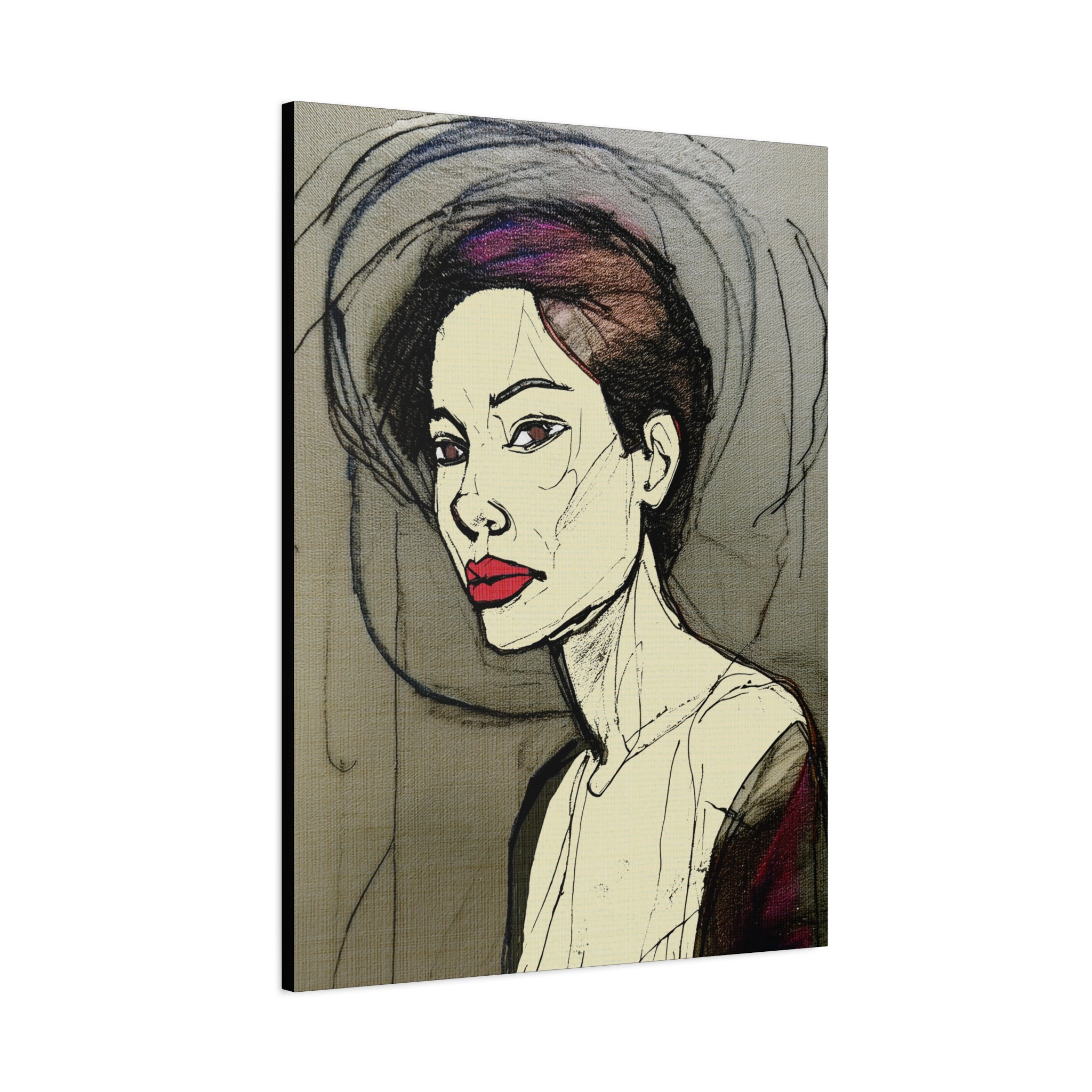 Abstract Woman Portrait Collaborative Modern Art Print Number One - Matte Canvas, Stretched, 1.25"