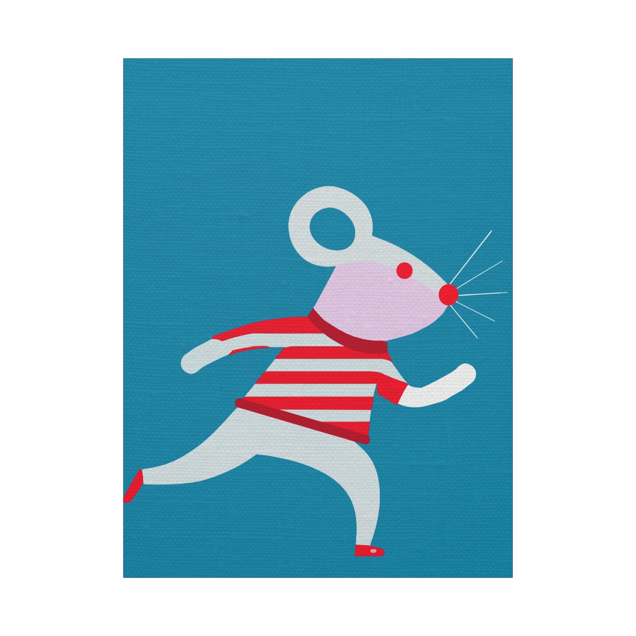 Midwest Modern Running Mouse Print - Matte Canvas, Stretched, 1.25" - nursery, wall decor, fun art, stripes, bold, kids decor