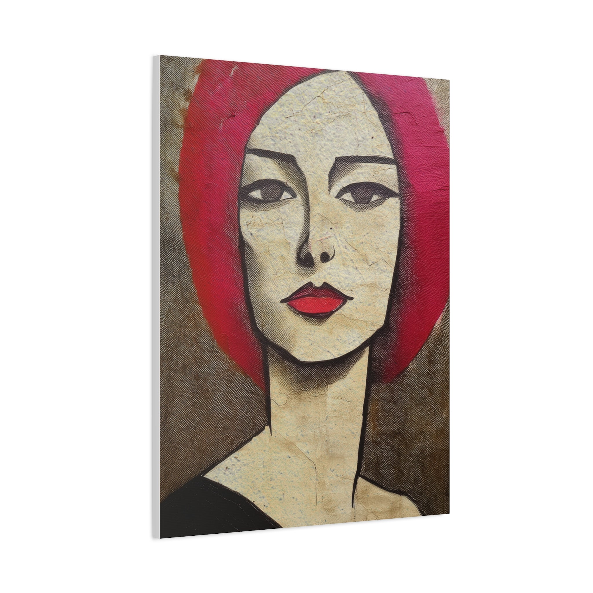 Abstract Woman Girl Portrait Pink Positive Print - Matte Canvas, Stretched, 1.25"