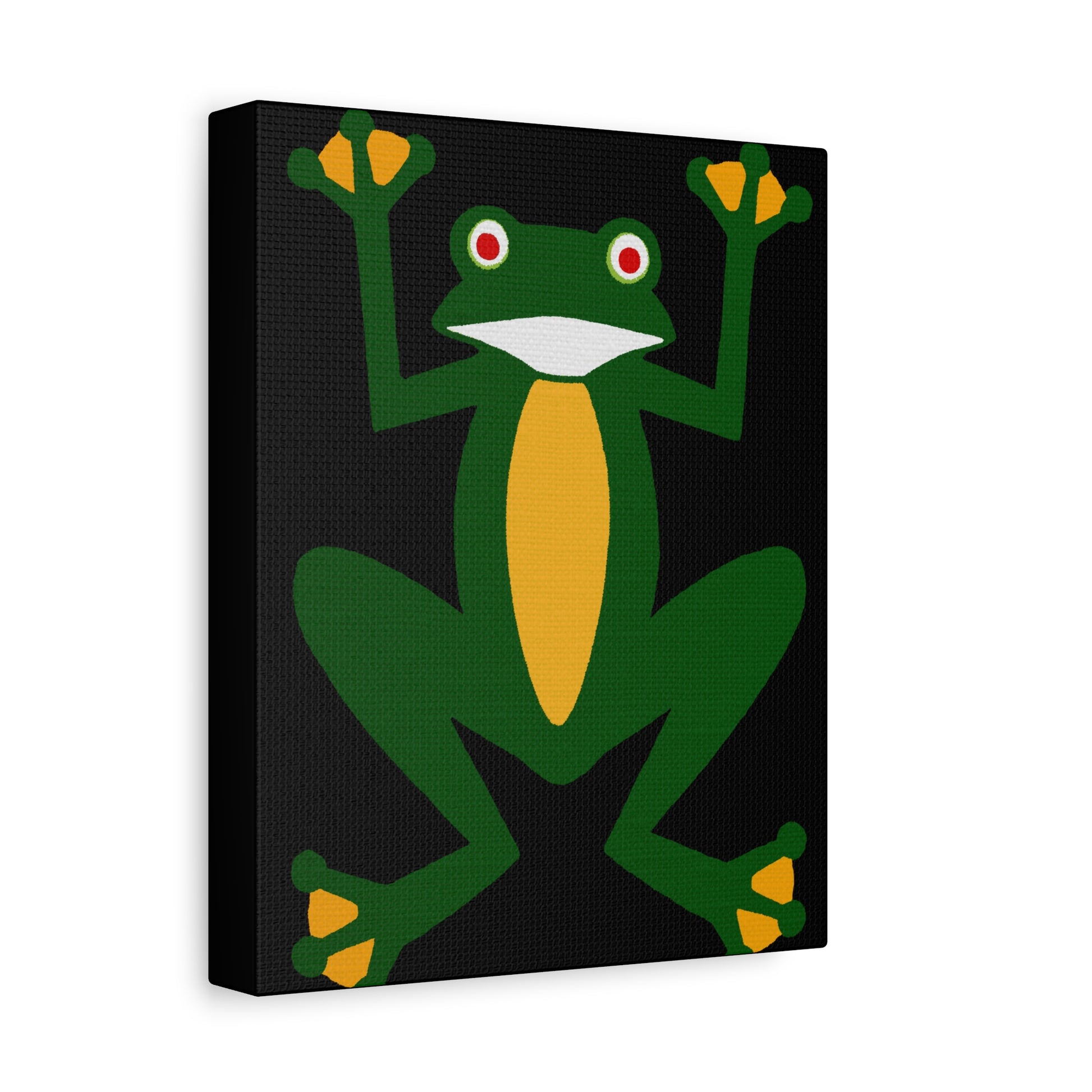 Midwest Modern Vibrant Green & Yellow Frog Nursery Art Print - Matte Canvas, Stretched, 1.25"