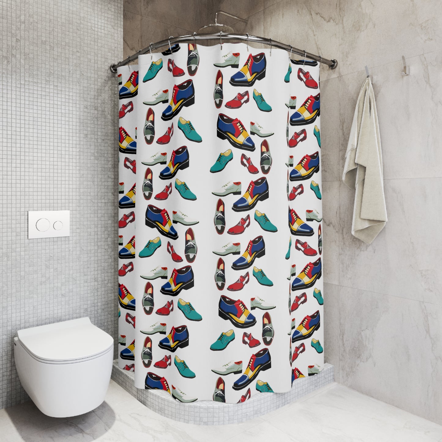 Retro Mod Mens Shoes Graphic Shower Curtain