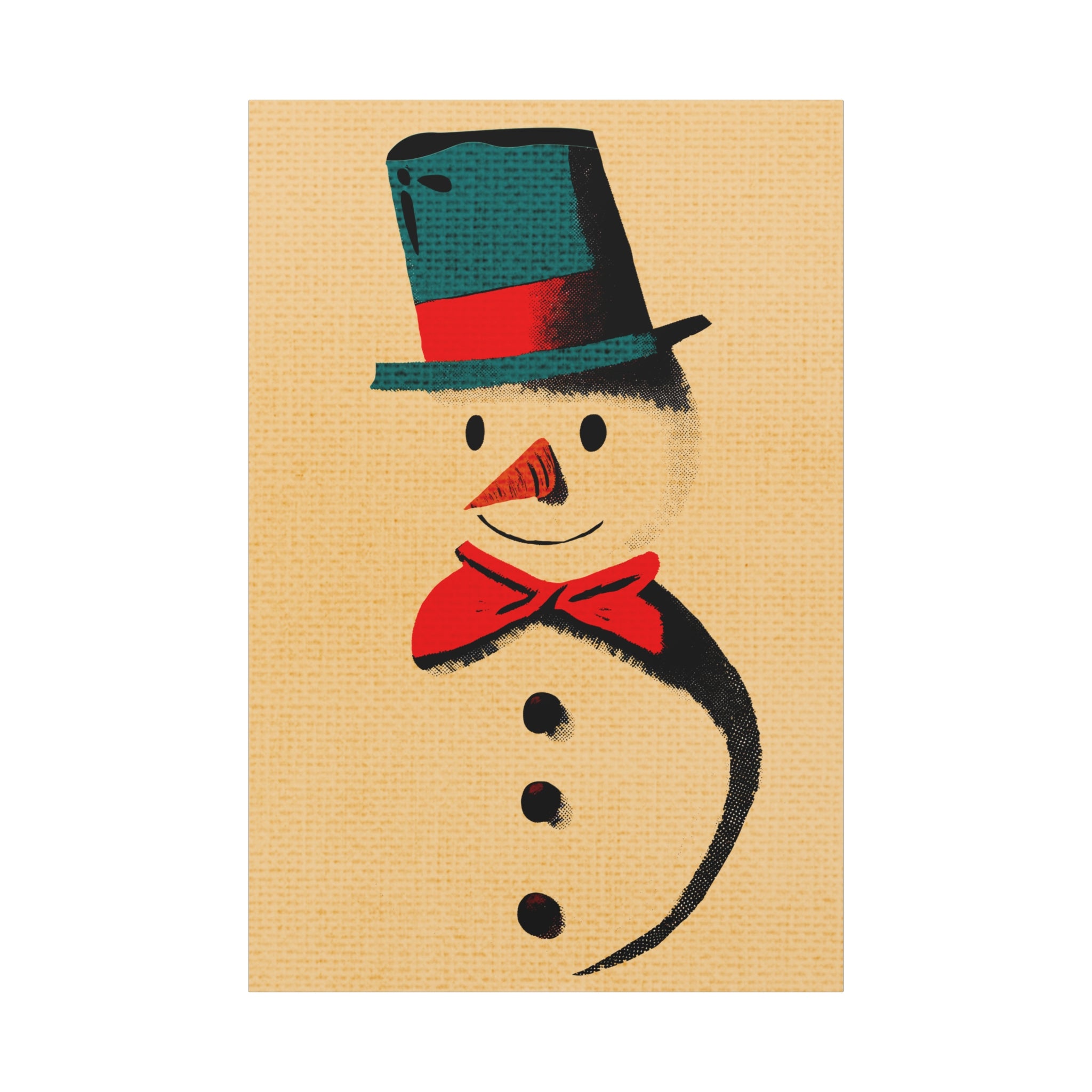 Midwest Mod Holiday Christmas Retro Inspired Snowman Print- Matte Canvas, Stretched, 1.25", holiday decor, Christmas, snowman