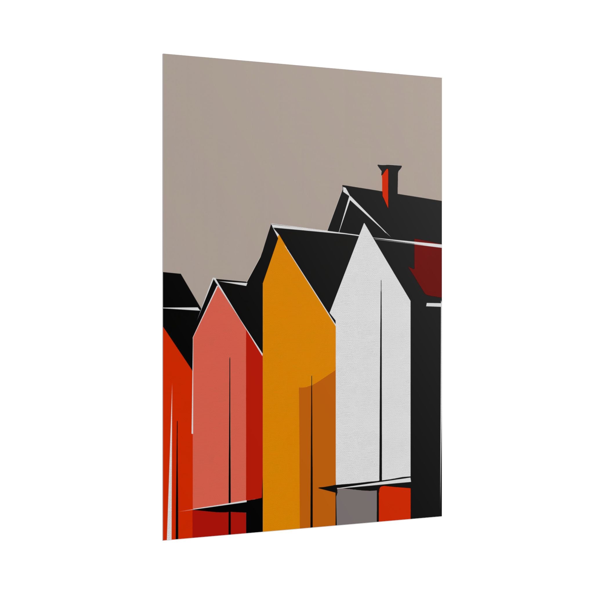 Mid Century Modern Inspired Houses Homes Art Print Rolled Poster | Wall Art, Midwest Mod, Prairie, Architecture