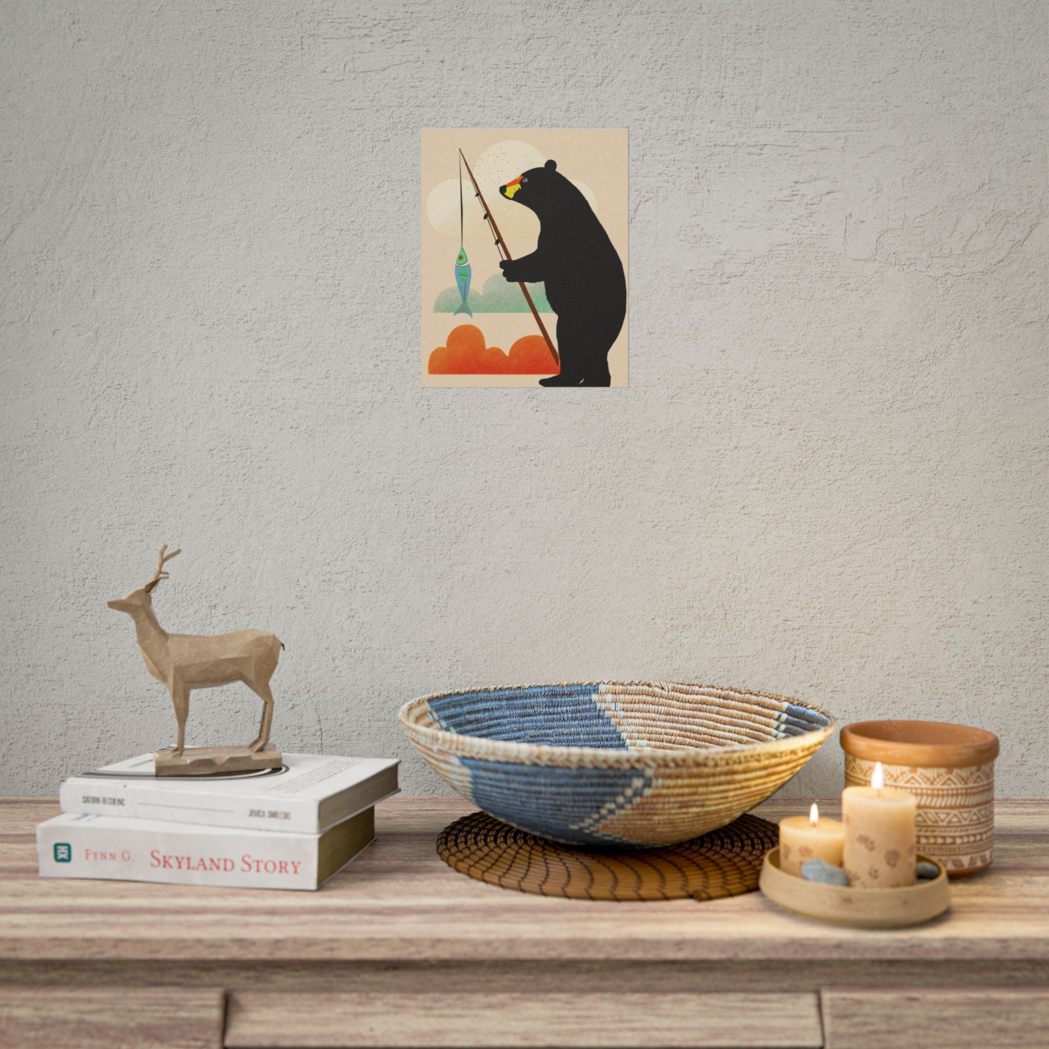 Fishing Bear with Catch Art Print Rolled Poster | Fishing, Bears