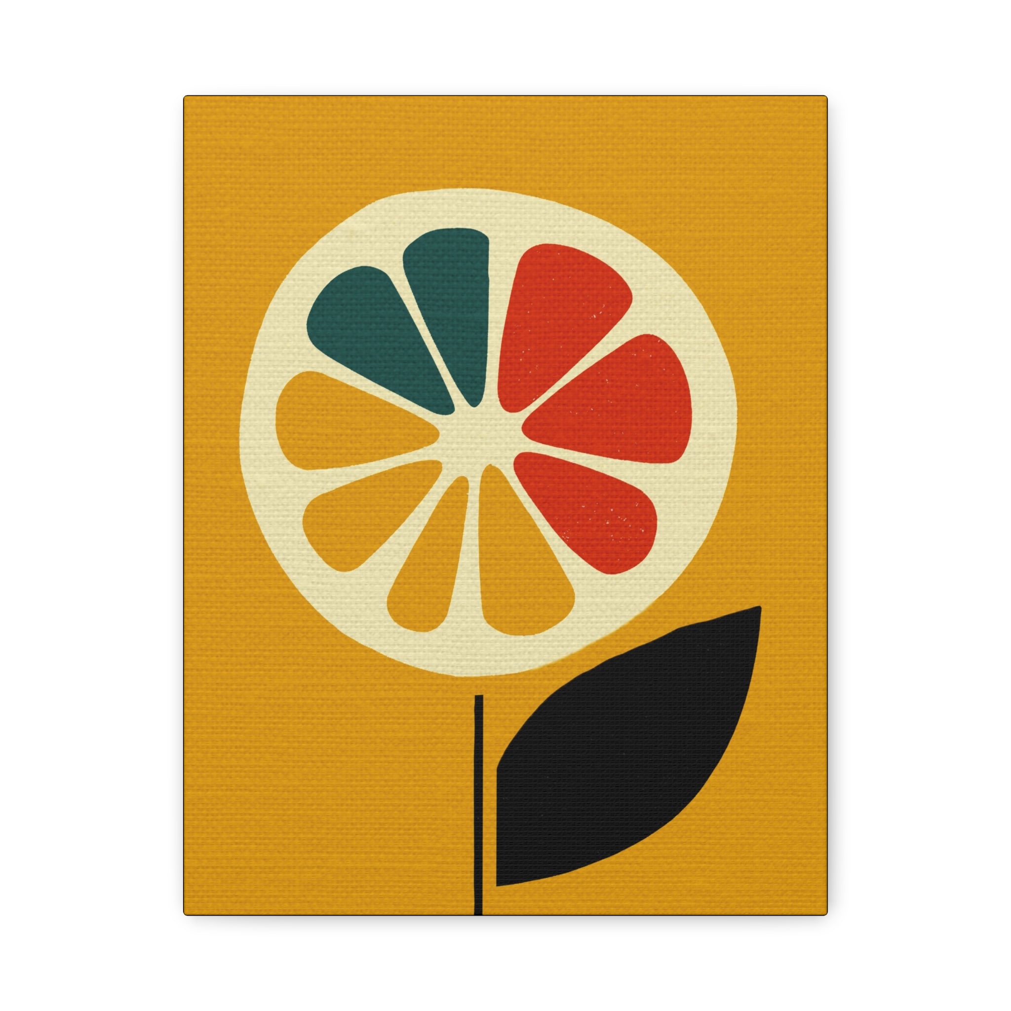 Midwest Modern Icon Pop Art Lemon Flower Print - Matte Canvas, Stretched, 1.25" - wall decor, fun art,  bold, lemons, floral