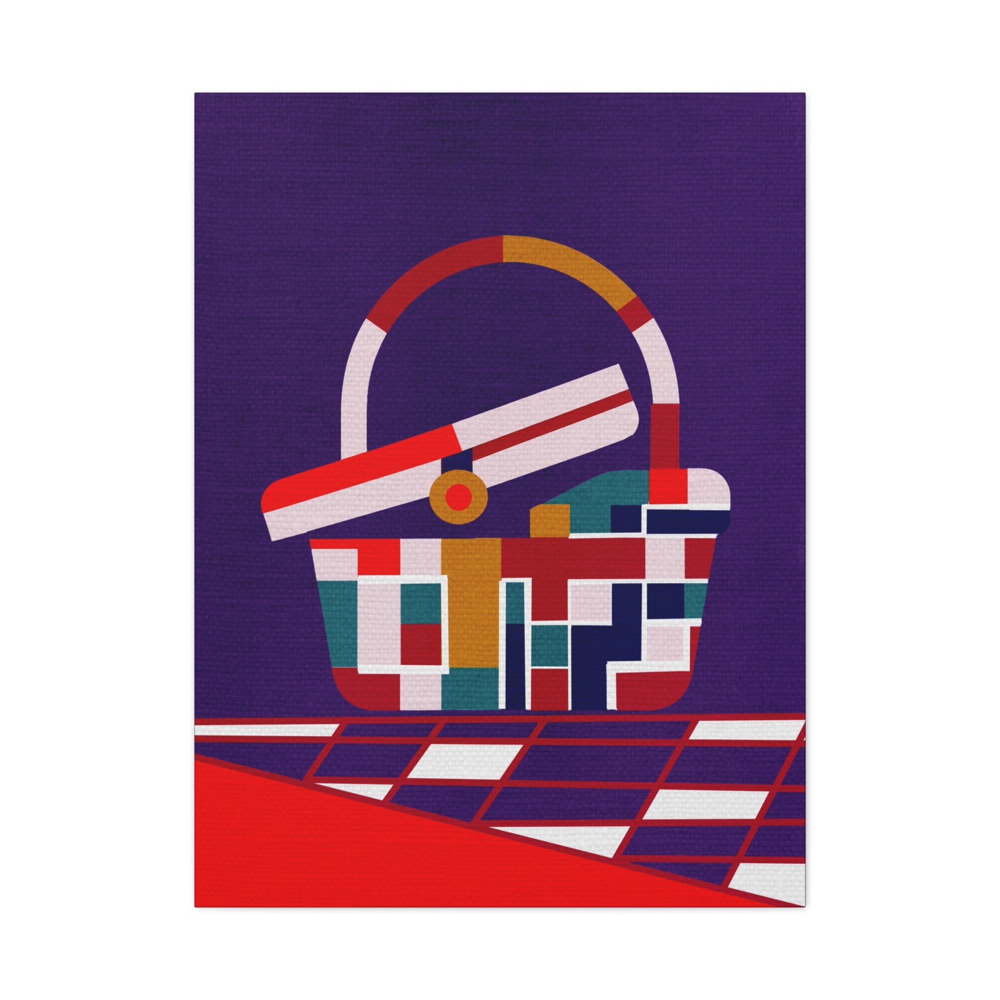 Midwest Modern Abstract Picnic Basket Pop Art Print - Matte Canvas, Stretched, 1.25" -  home decor, wall art, pop art, picnic, summer