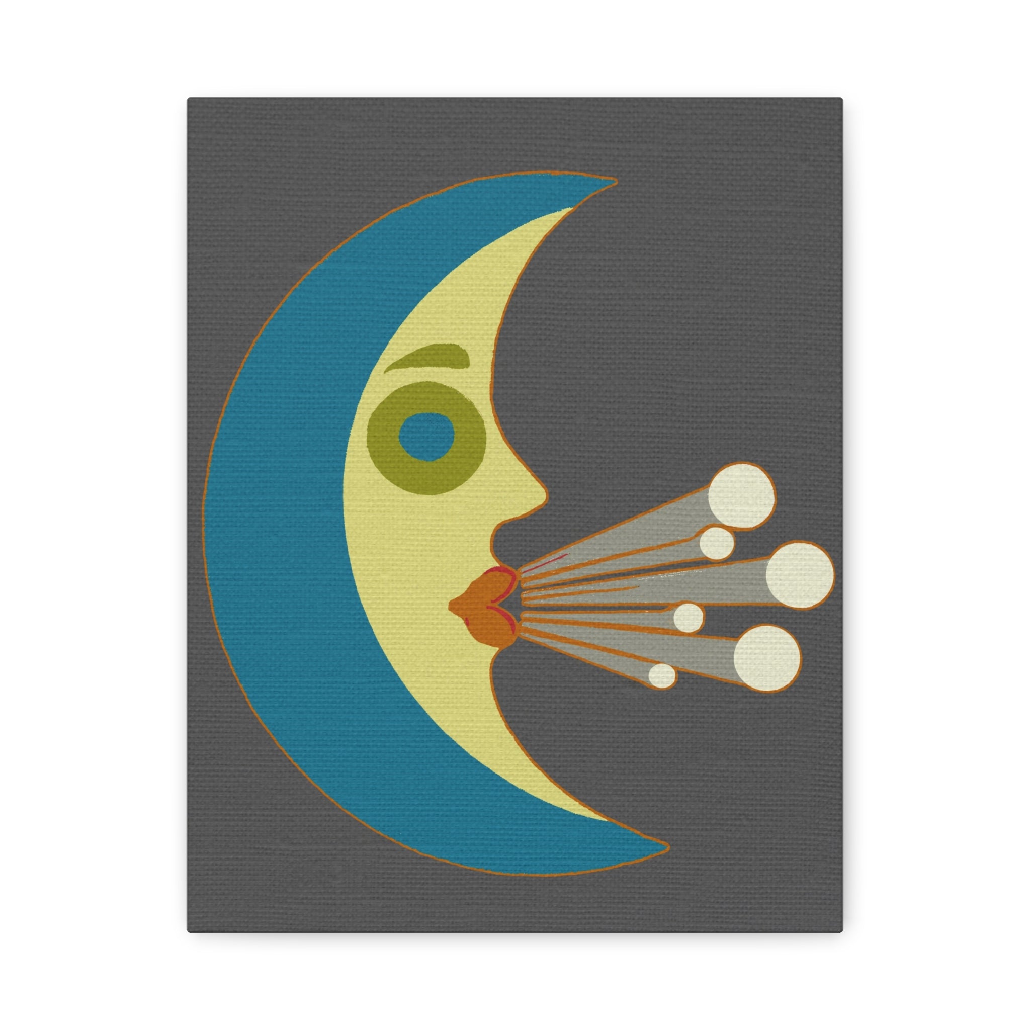 Midwest Modern Windy Crescent Moon Print - Matte Canvas, Stretched, 1.25" -  home decor, wall art, nature, moon, space, wind, weather