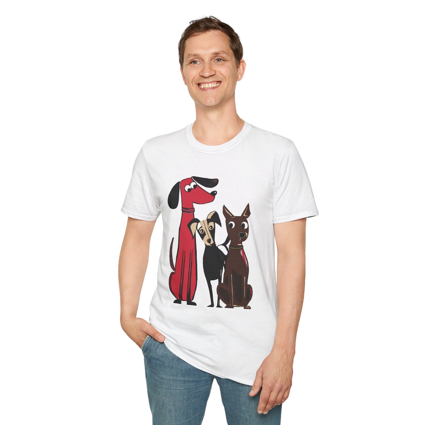 Retro Dog Trio Graphic Art - 100% Cotton T-Shirt