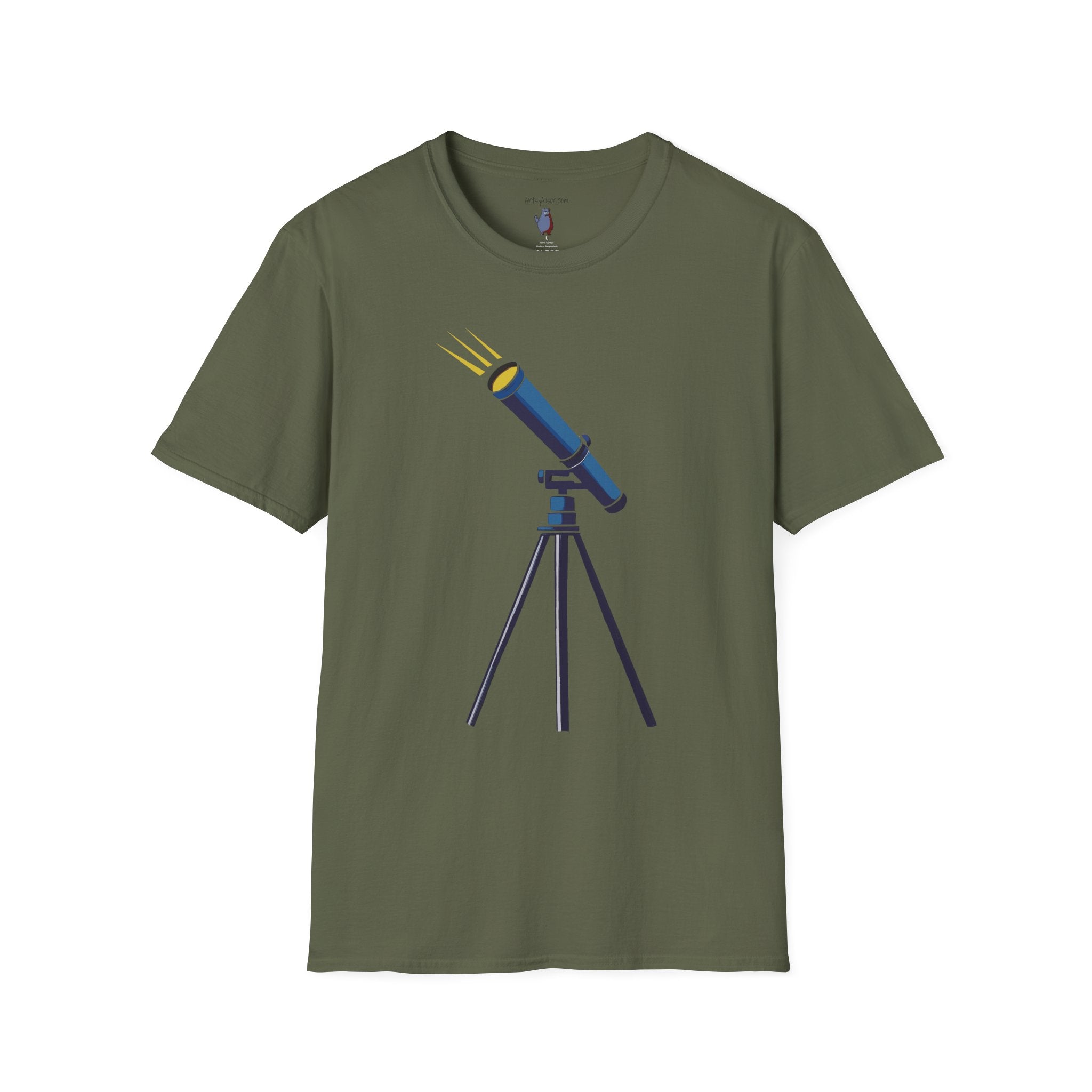 Midwest Modern Telescope Pop Art Graphic Art Tee - 100% Cotton T-Shirt