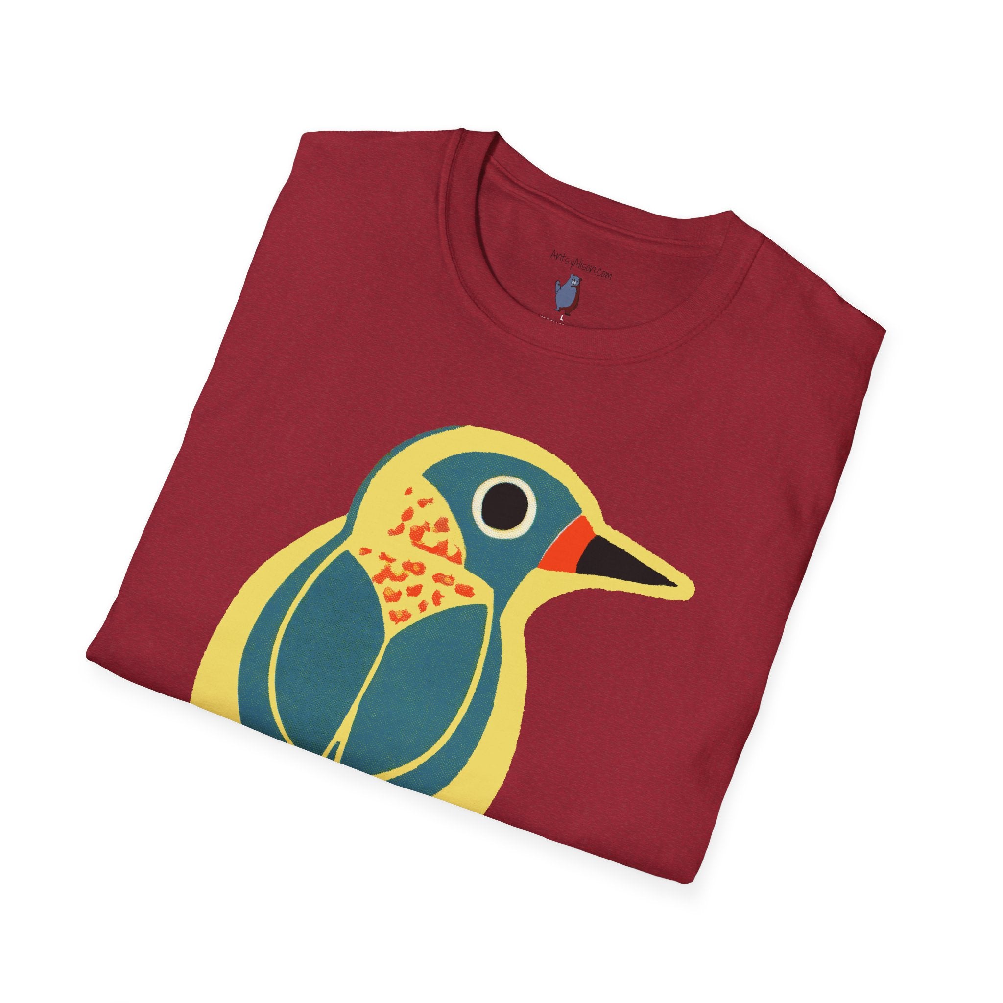Retro BlueBird Graphic Art Tee - 100% Cotton T-Shirt
