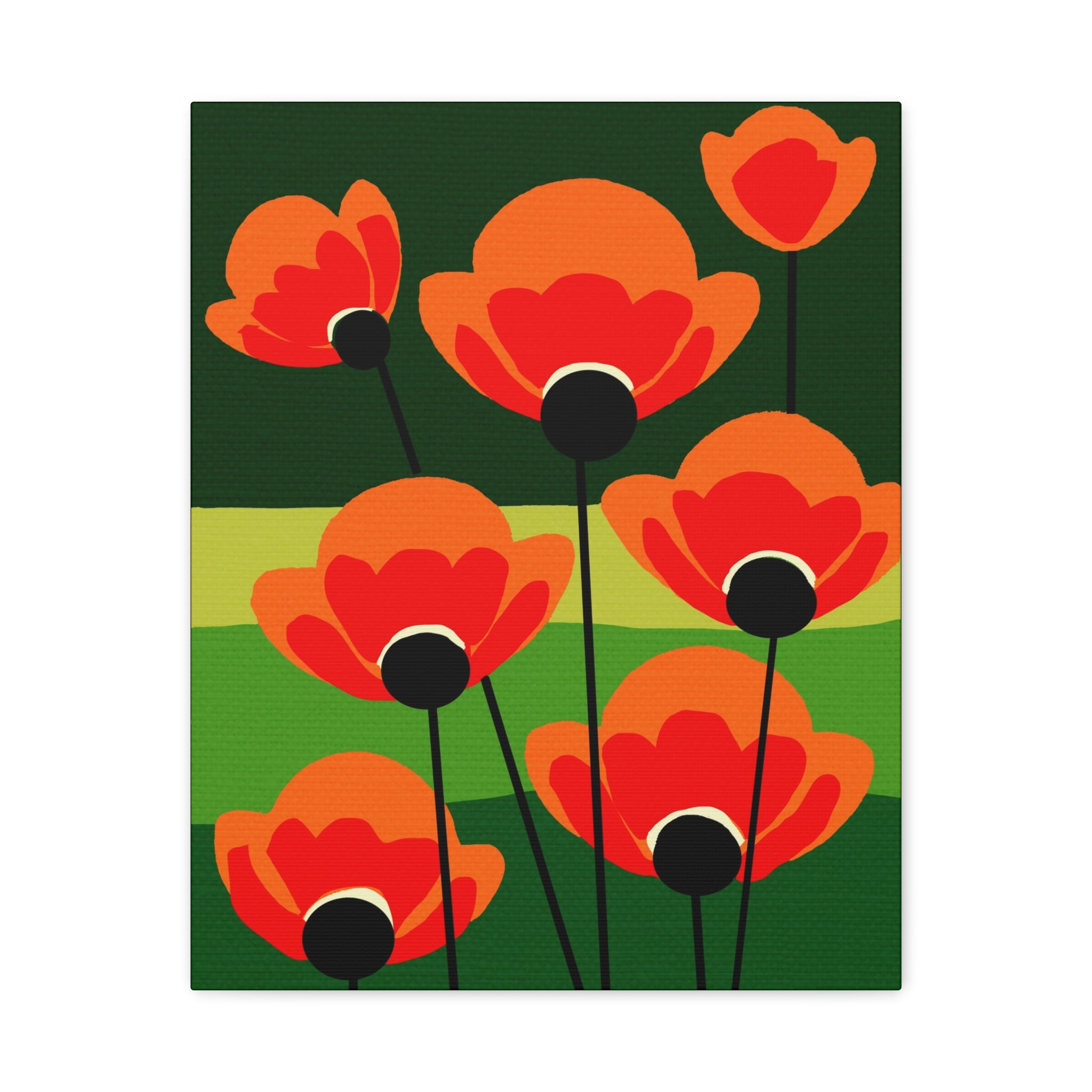 Midwest Modern Abstract Bold Poppies Print - Matte Canvas, Stretched, 1.25" -  home decor, wall art, nature, floral, poppy