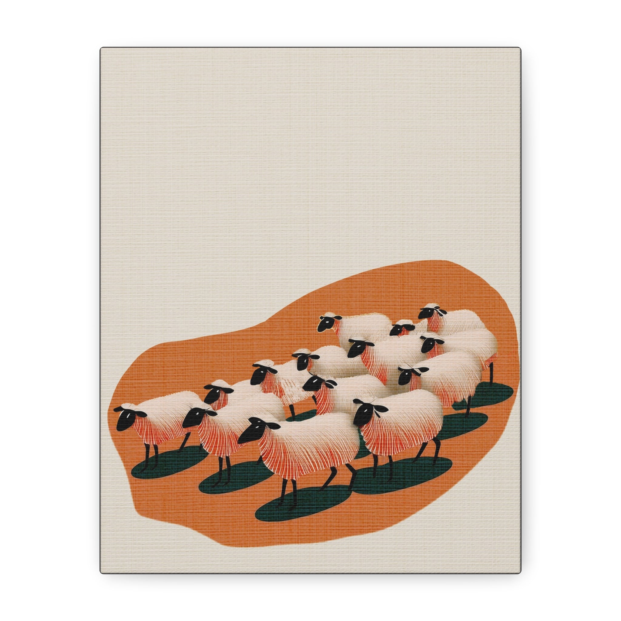 Midwest Modern Abstract Sheep Herd Print - Matte Canvas, Stretched, 1.25" -  home decor, wall art, nature, sheep, retro, atomic, farm