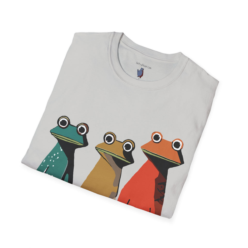 Three Frog Friends Graphic Art Print - 100% Cotton T-Shirt