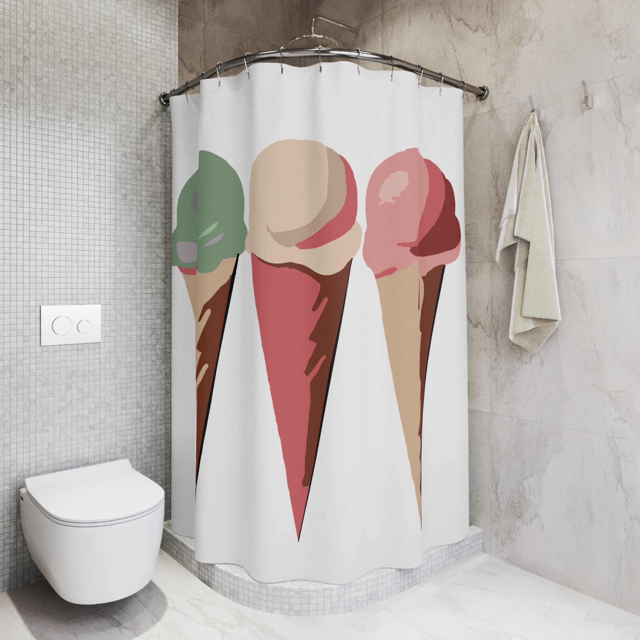 Modern Ice Cream Cone Shower Curtain
