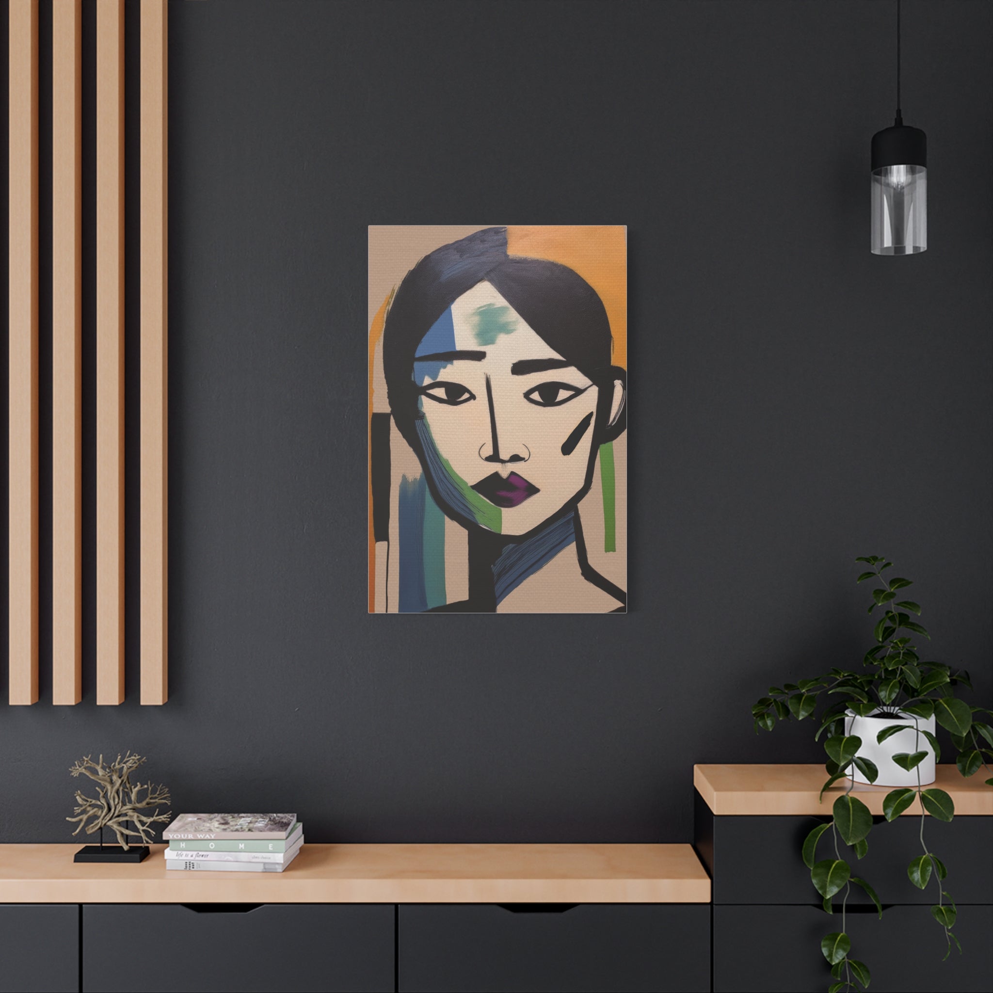 Abstract Warrior Woman Portrait Art Print - Matte Canvas, Stretched, 1.25"