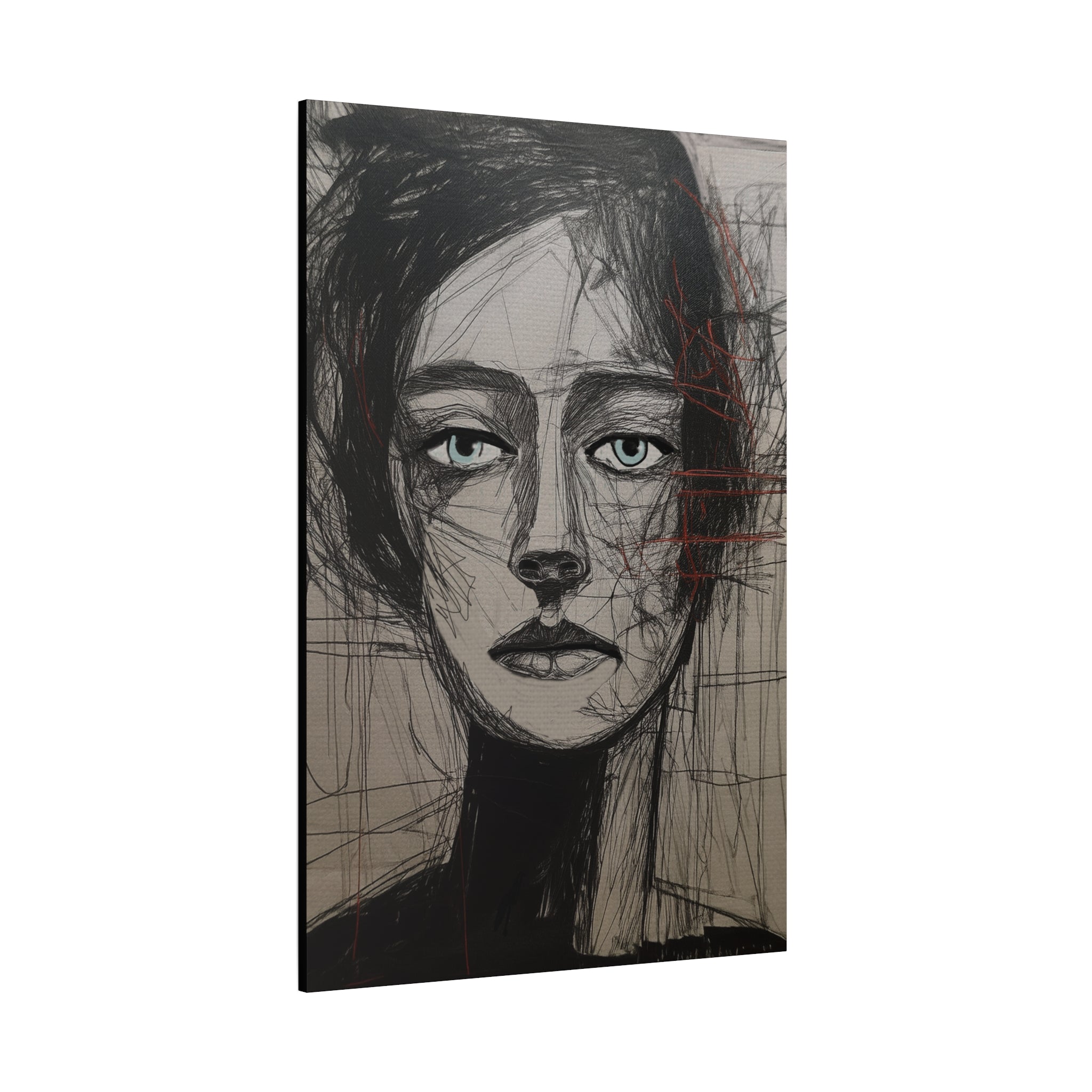Abstract Woman Portrait Collaborative Modern Art Print Number Two- Matte Canvas, Stretched, 1.25"