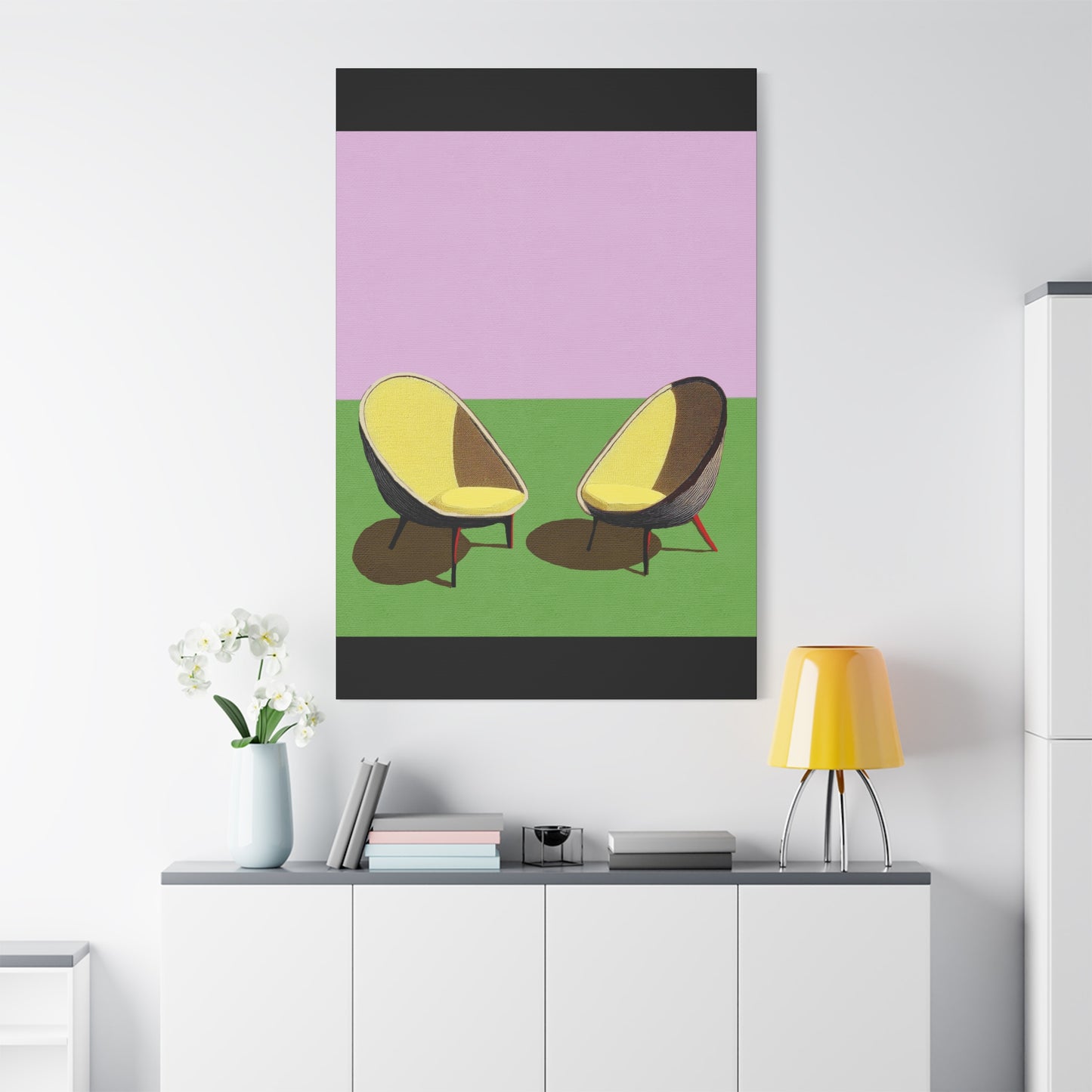 A Good Lounge - Modern Abstract MCM Chairs - Matte Canvas, Stretched, 1.25"