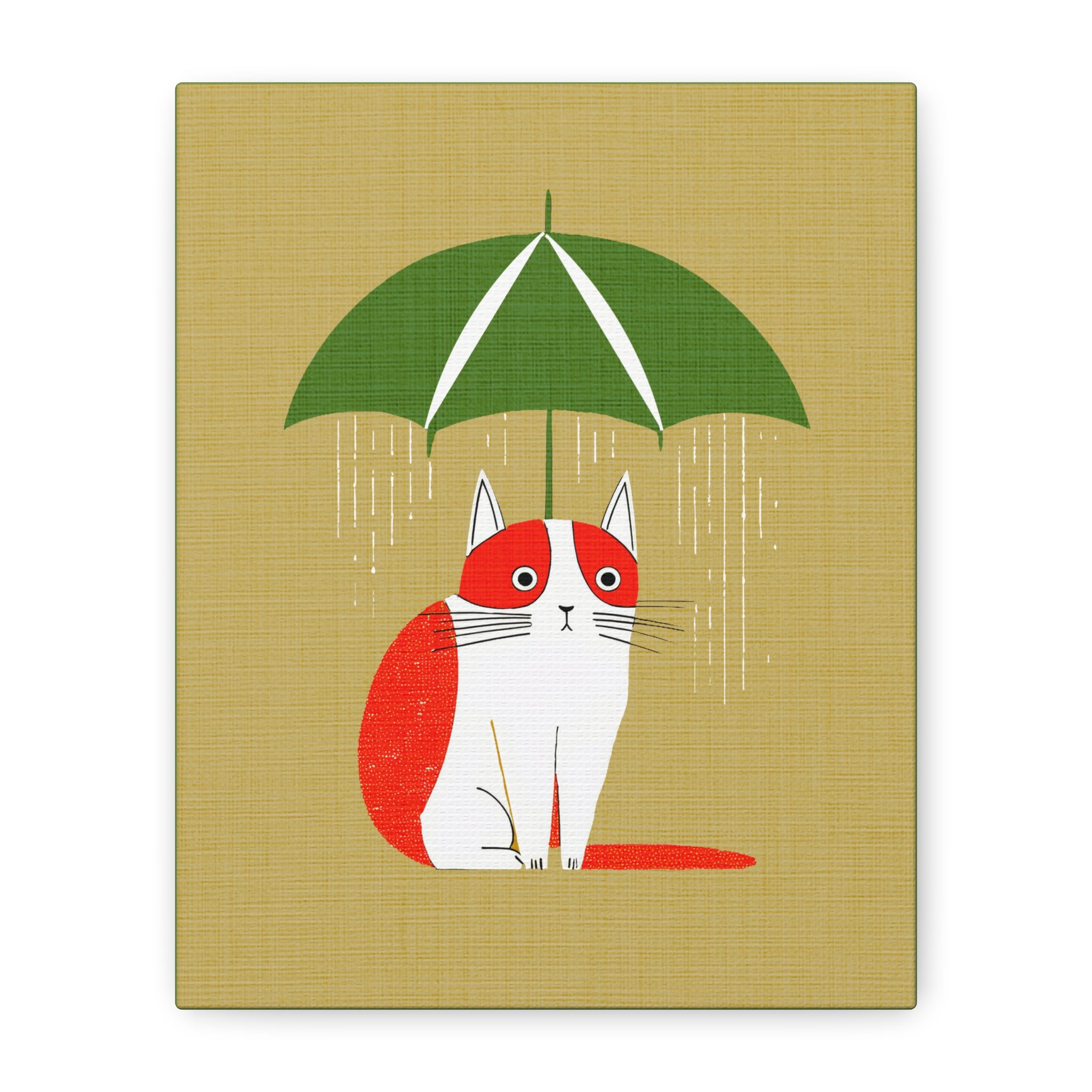 Midwest Mod Rainy Day Kitty Nursery Kids Art Print - Matte Canvas, Stretched, 1.25"