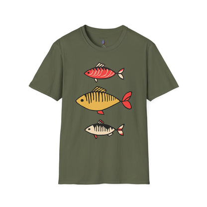 One Fish, Two Fish, Three Graphic Art Tee - 100% Cotton T-Shirt