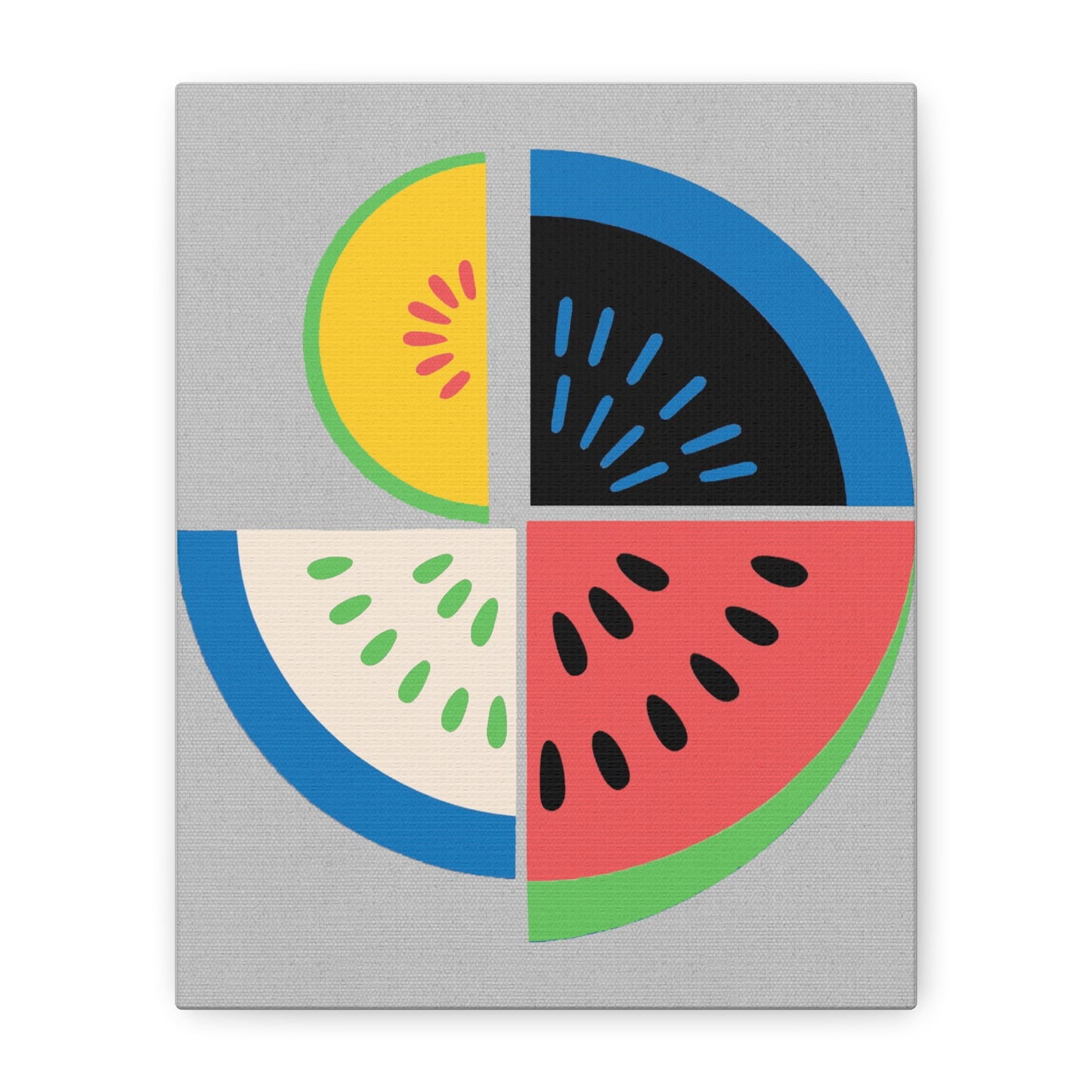 Mod Vibrant Fresh Summer Fruit Graphic Art Print - Matte Canvas, Stretched, 1.25"