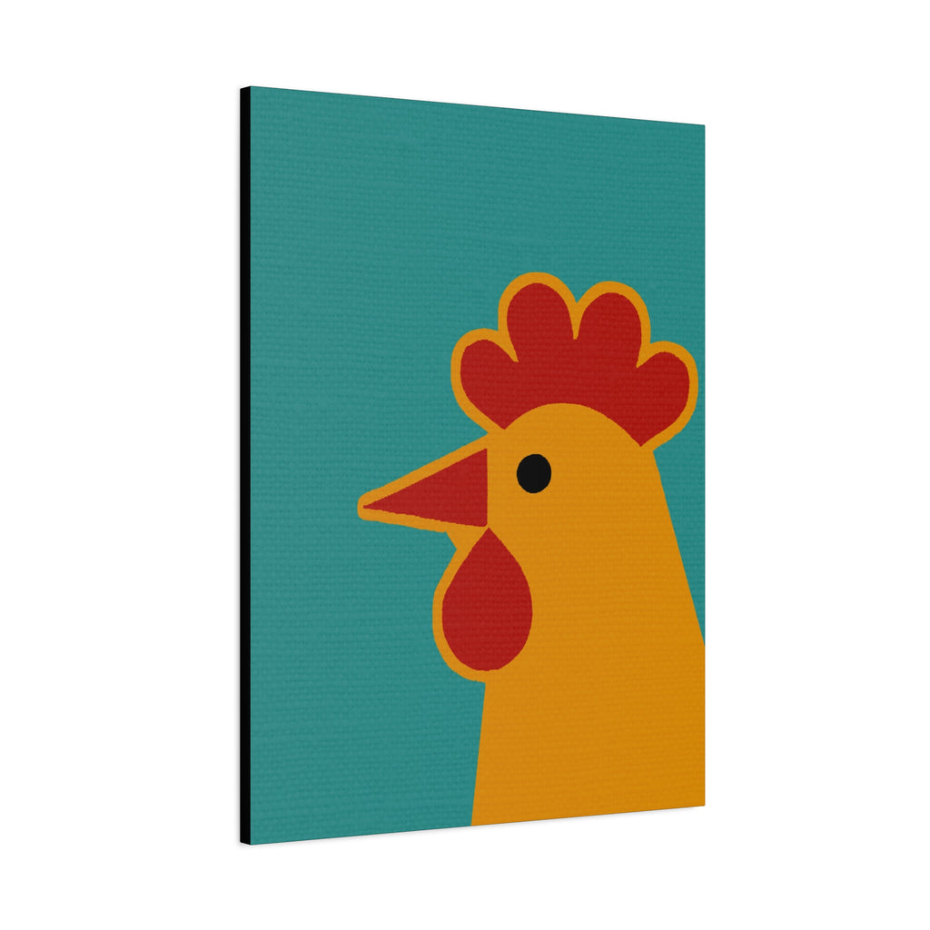 Midwest Modern Icon Pop Art Chicken Head Print - Matte Canvas, Stretched, 1.25" - wall decor, fun art,  bold, animals, chickens