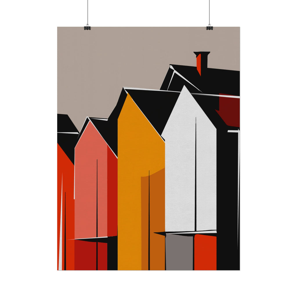 Mid Century Modern Inspired Houses Homes Art Print Rolled Poster | Wall Art, Midwest Mod, Prairie, Architecture