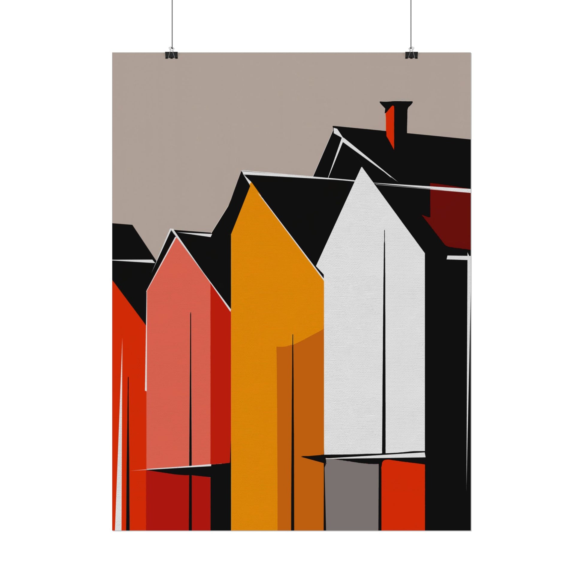 Mid Century Modern Inspired Houses Homes Art Print Rolled Poster | Wall Art, Midwest Mod, Prairie, Architecture
